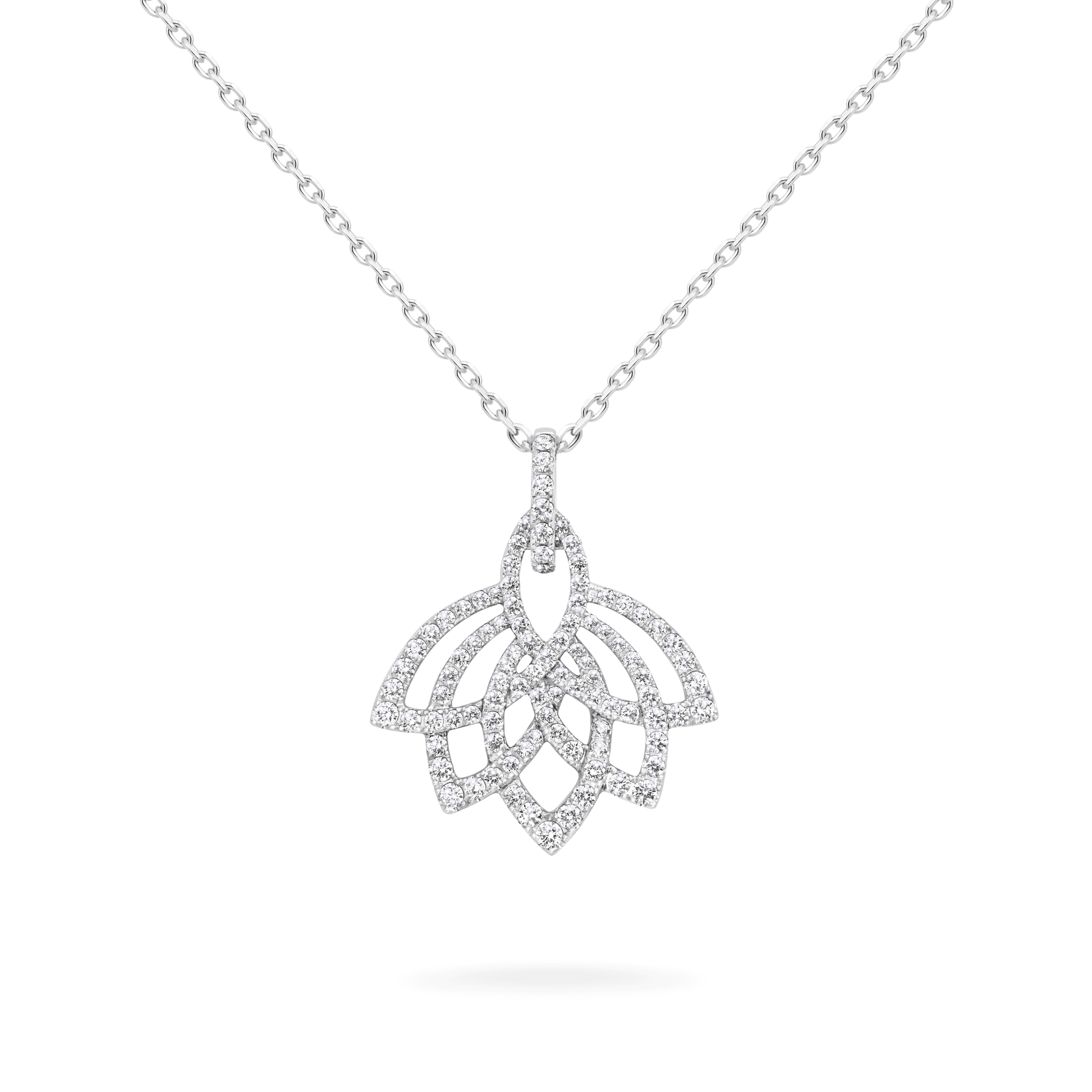 Garrard Lotus Jewellery Collection Lotus Blossom Diamond Pendant in 18k White Gold, 2019296, Hero