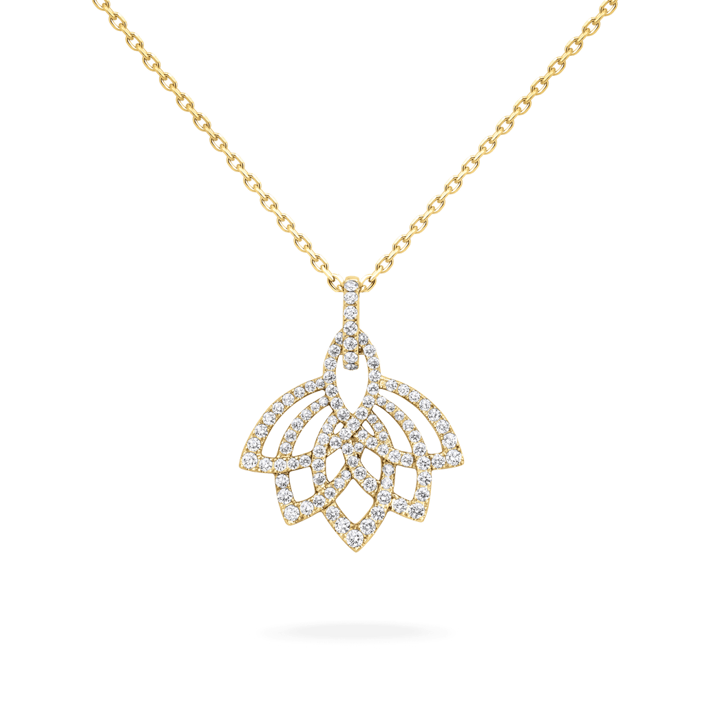 Garrard Lotus Jewellery Collection Lotus Blossom Diamond Pendant in 18k Yellow Gold, 2019297, Hero