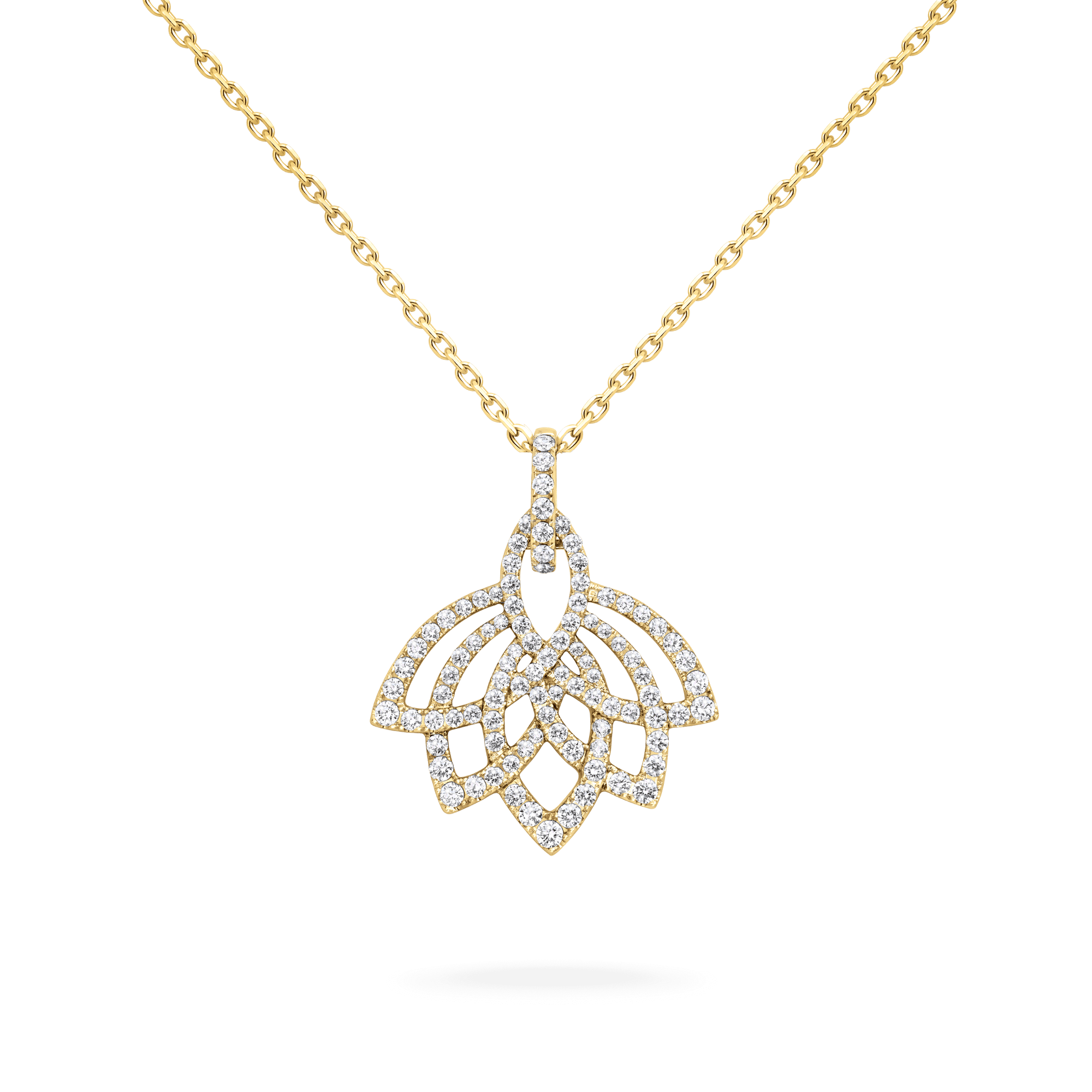 Garrard Lotus Jewellery Collection Lotus Blossom Diamond Pendant in 18k Yellow Gold, 2019297, Hero