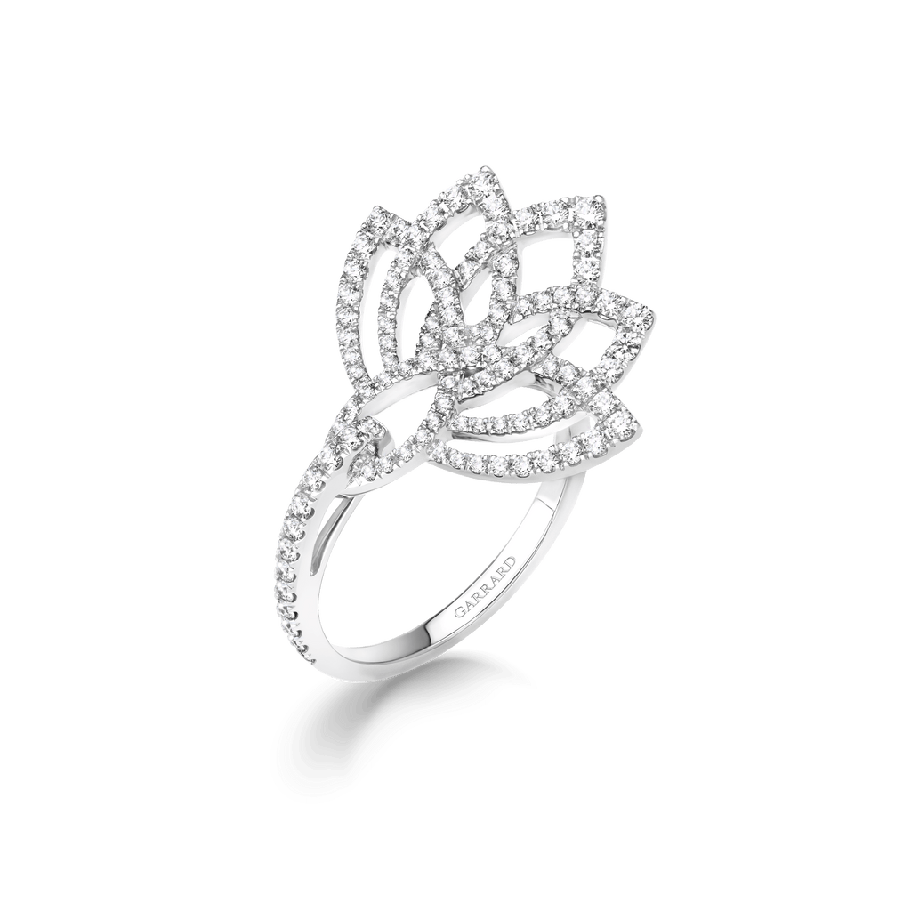Garrard Lotus Jewellery Collection Lotus Blossom Diamond Ring in 18k White Gold, 2019302, Hero