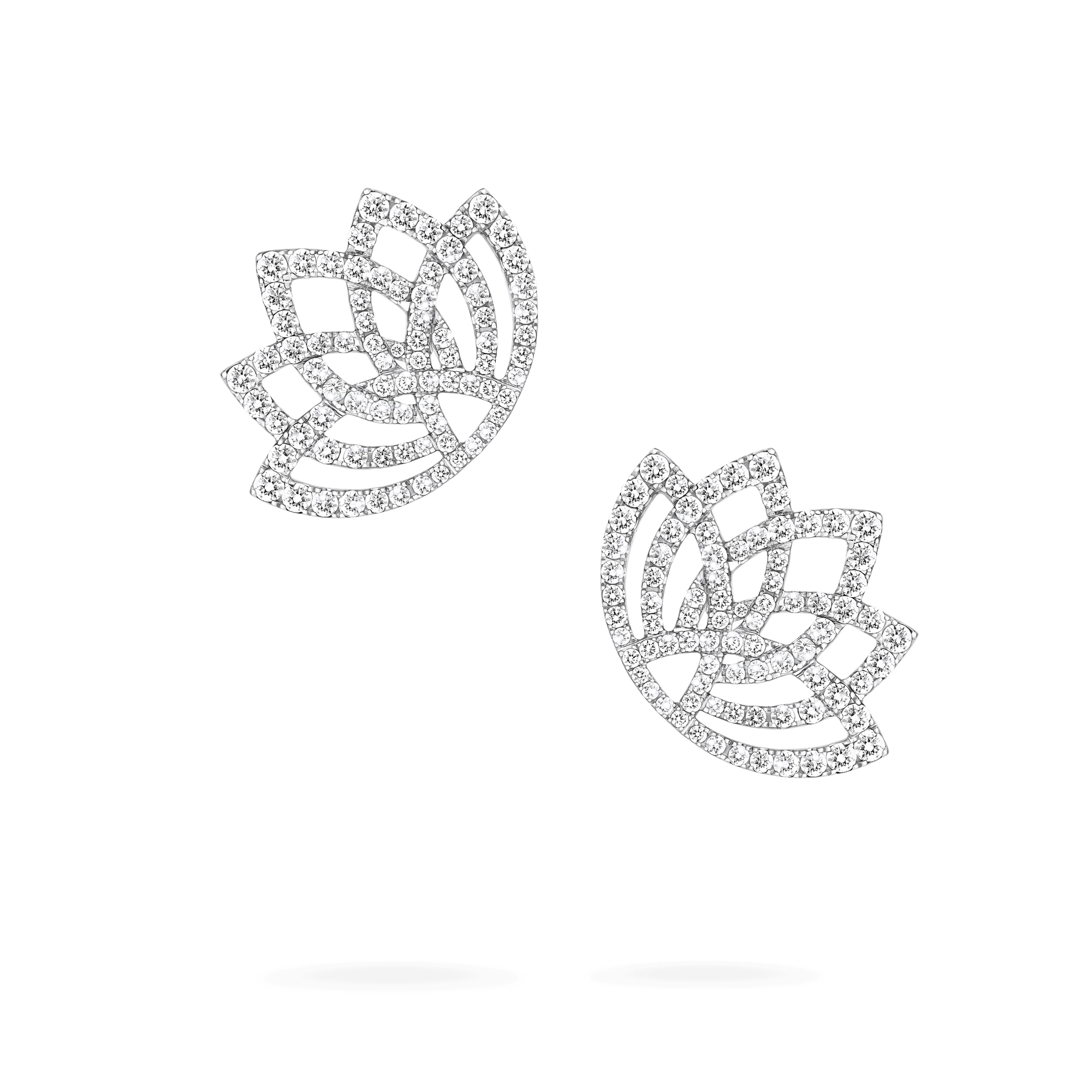 Garrard Lotus Jewellery Collection Lotus Flower Diamond Climber Earrings in 18K White Gold, 2019320, Hero