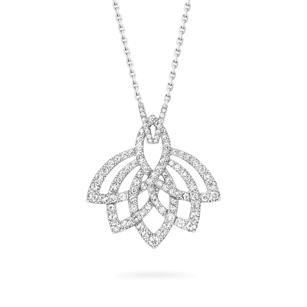 Garrard Lotus Jewellery Collection Lotus Flower Diamond Pendant in 18K White Gold, 2019308, Hero