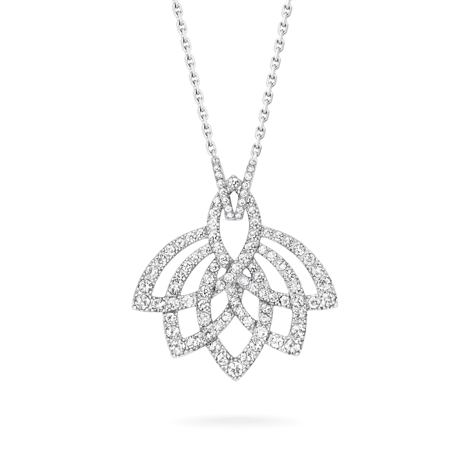 Garrard Lotus Jewellery Collection Lotus Flower Diamond Pendant in 18K White Gold, 2019308, Hero