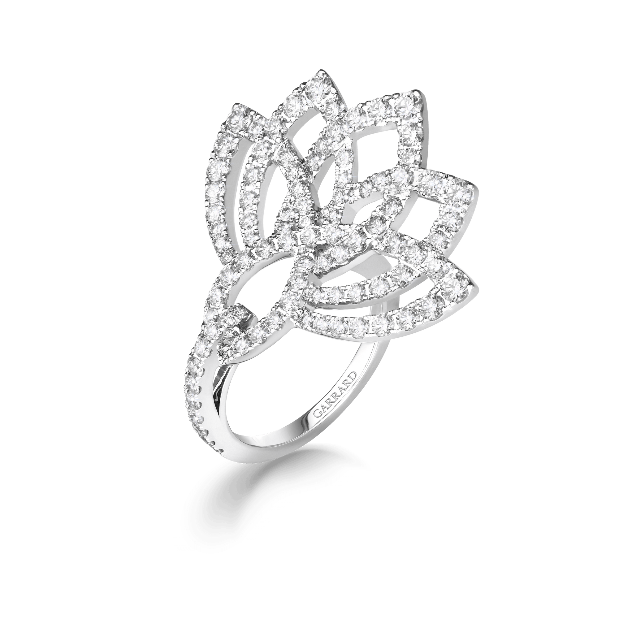 Garrard Lotus Jewellery Collection Lotus Flower Diamond Ring in 18K White Gold, 2019332, Hero