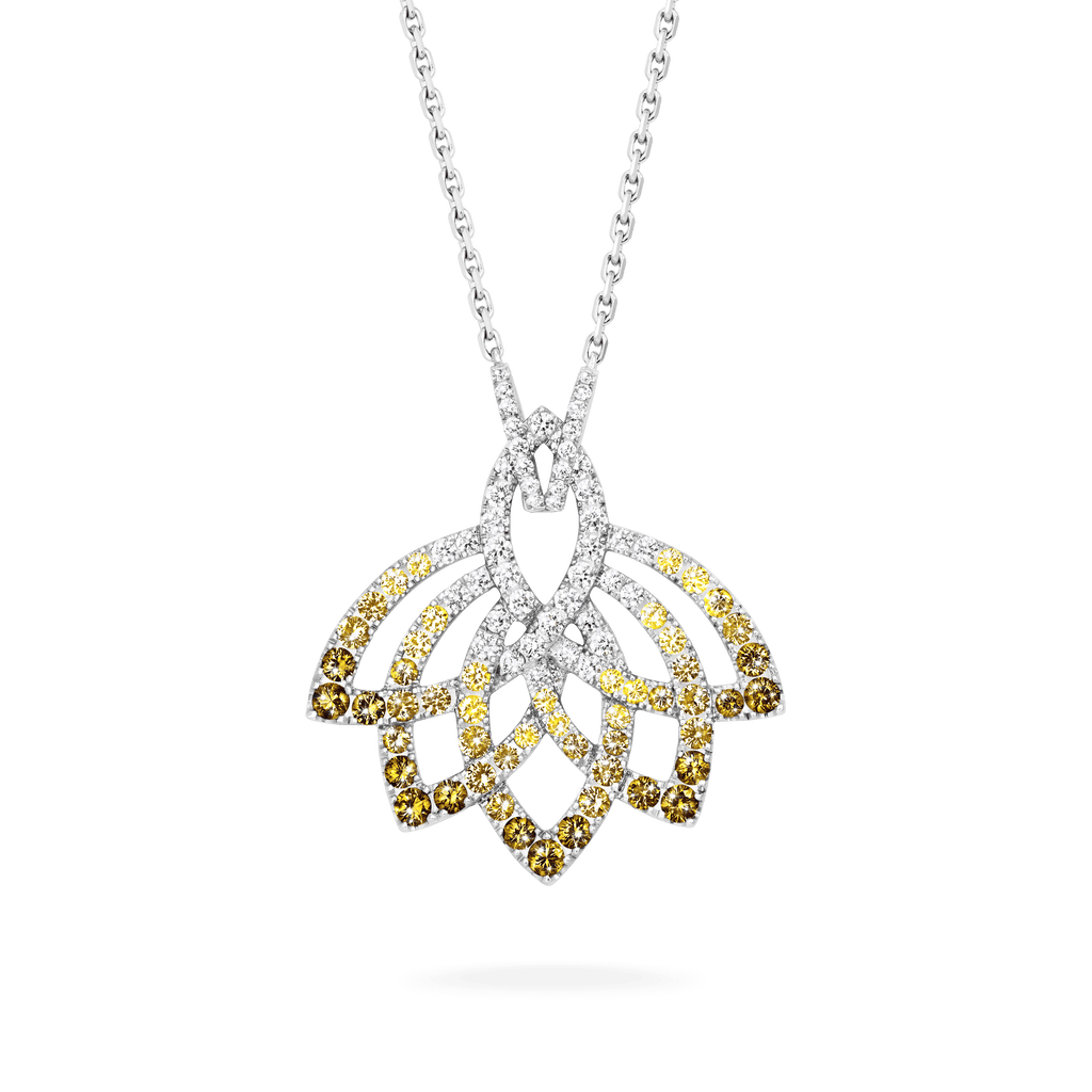 Garrard Lotus Jewellery Collection Lotus Flower Yellow Sapphire and and Diamond Pendant in 18K White Gold, 2019312, Hero