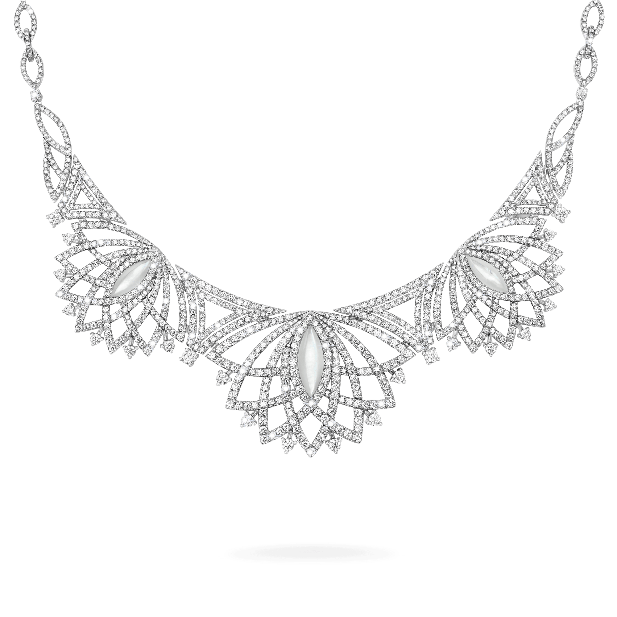 Garrard Lotus Jewellery Collection Lotus Petal High Jewelery Diamond Necklace In 18K White Gold with Mother of Peal, 2019362, Hero
