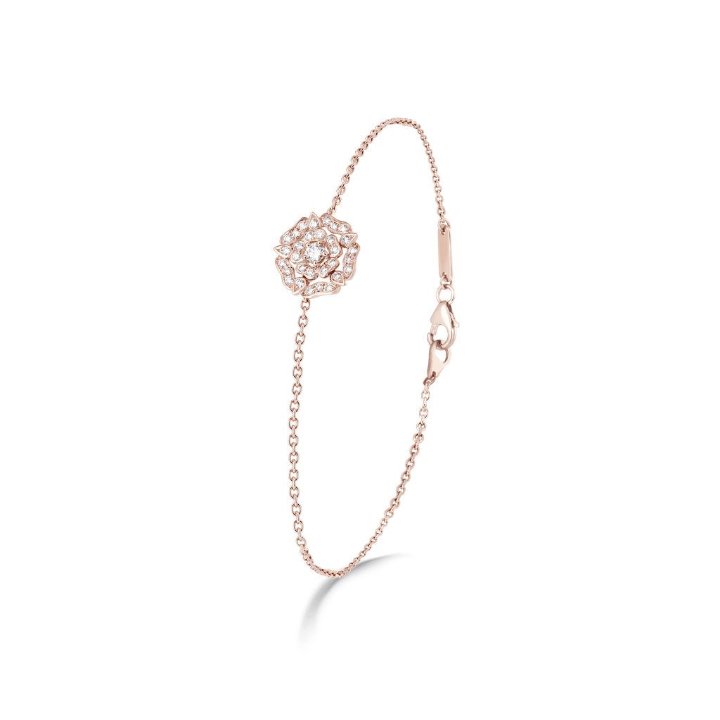 Garrard Mini Icons collection Tudor Rose Bracelet in 18ct Rose Gold with Diamonds 2012637 Hero View