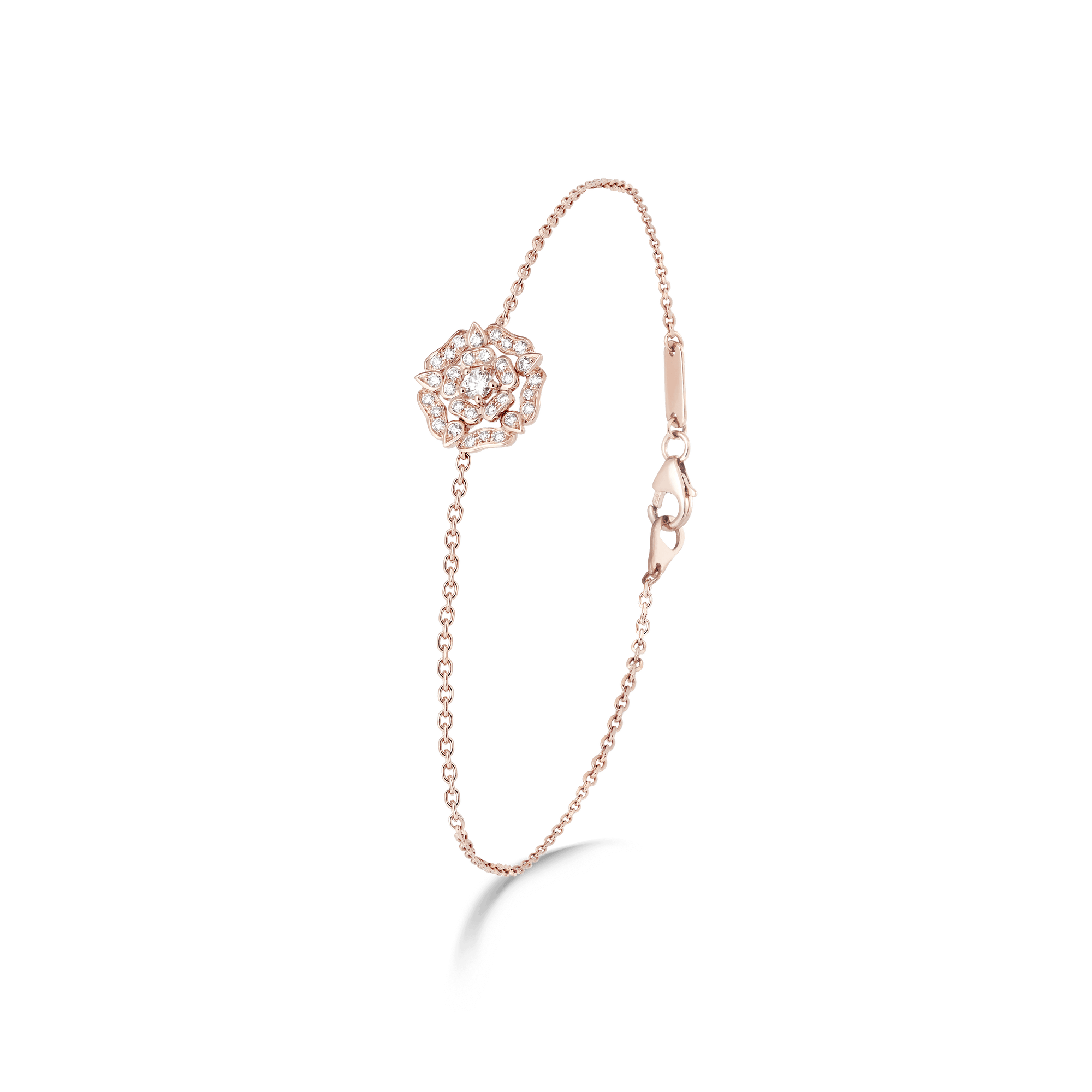 Garrard Mini Icons collection Tudor Rose Bracelet in 18ct Rose Gold with Diamonds 2012637 Hero View