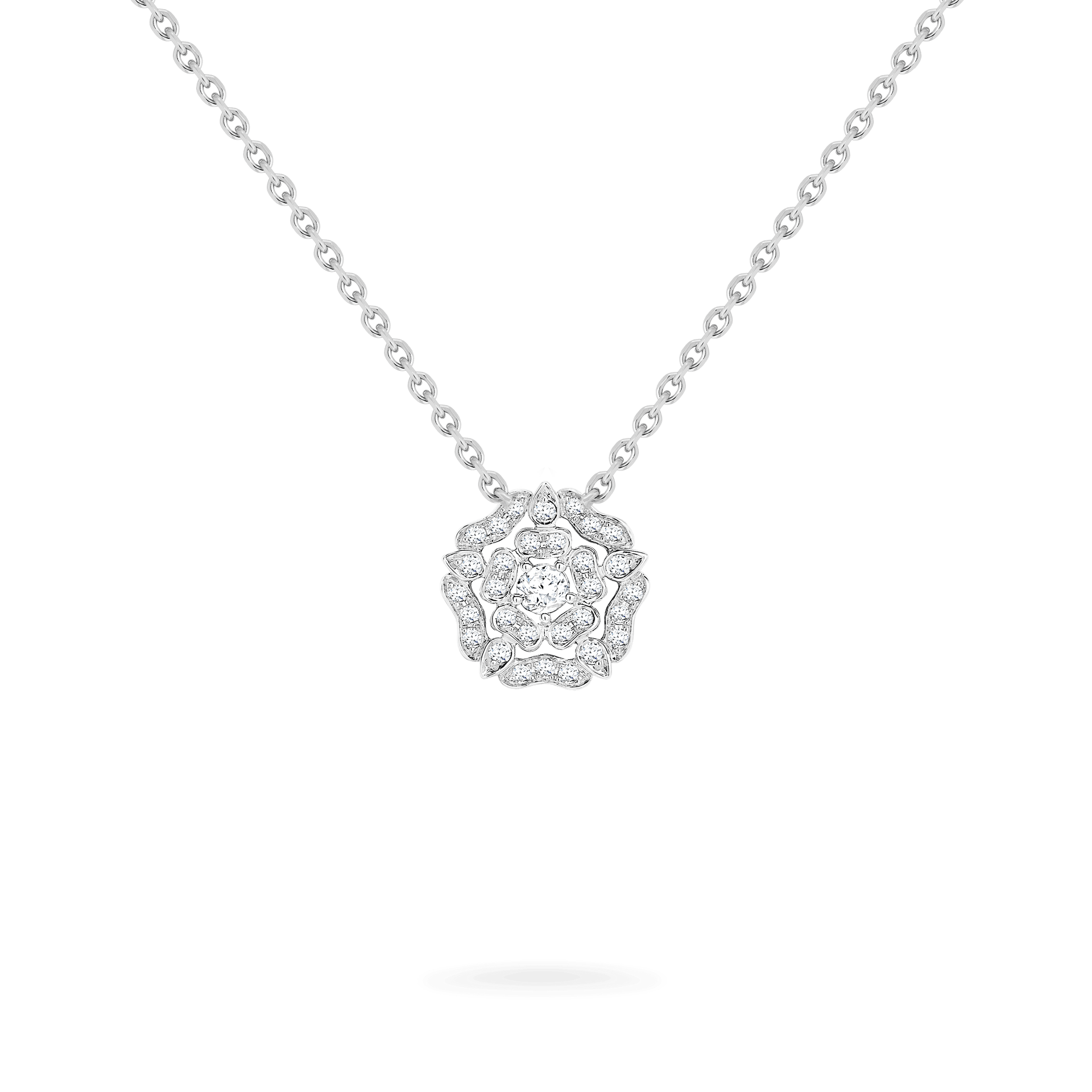 Tudor Rose Mini Icons Diamond Pendant | In 18ct White Gold