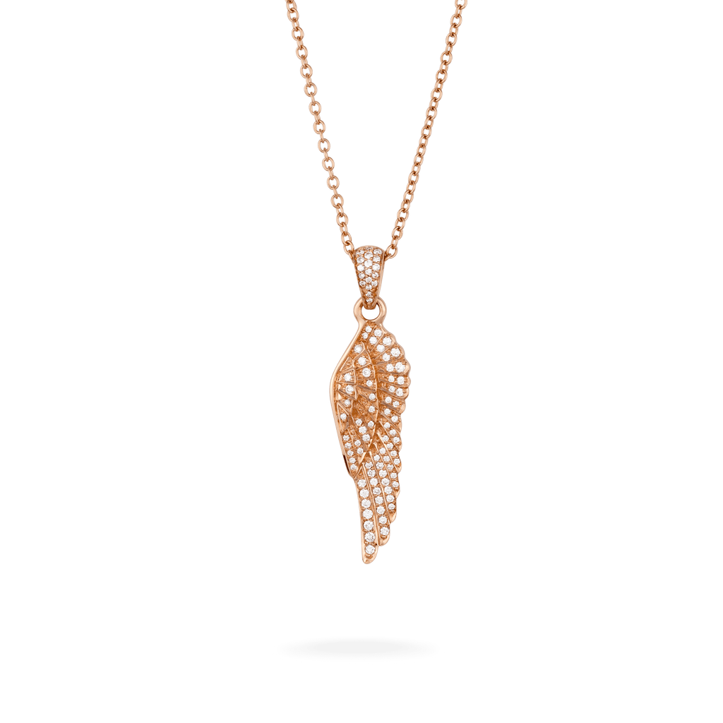 Garrard Mini Icons collection Wings Classic Pendant in 18ct Rose Gold with Diamonds 2011088 Hero View