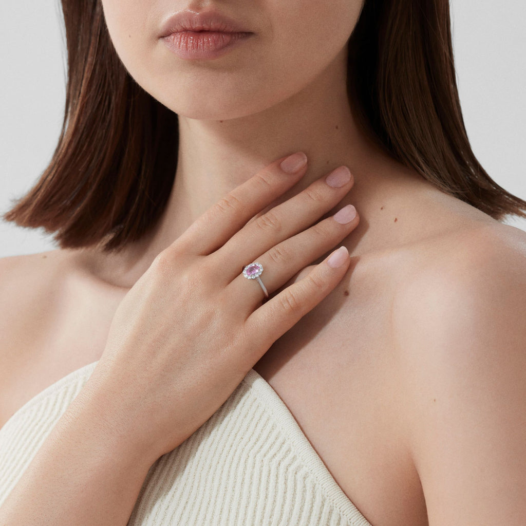 1735 Mini Icons Pink Sapphire Ring | In Platinum with Diamonds