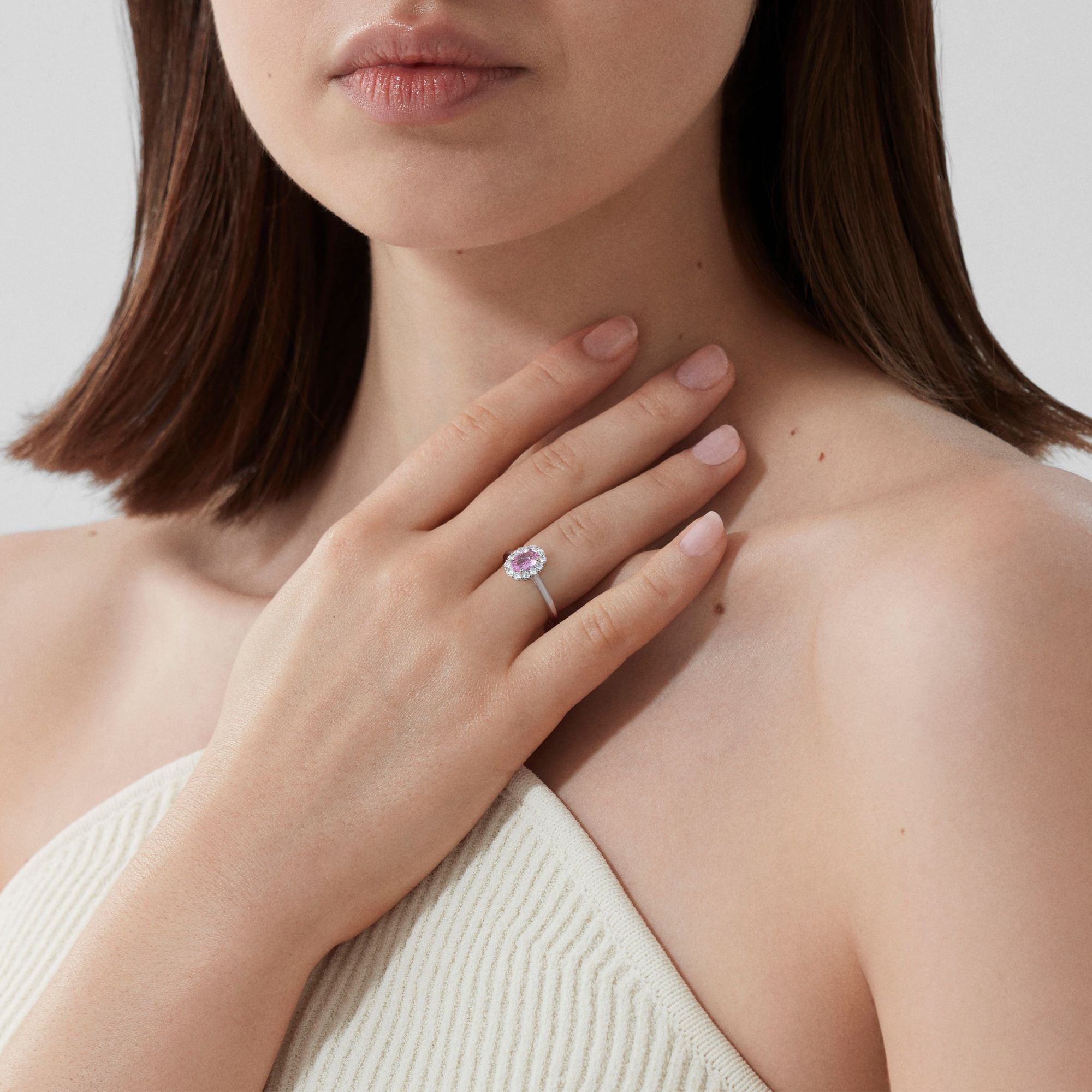 1735 Mini Icons Pink Sapphire Ring | In Platinum with Diamonds