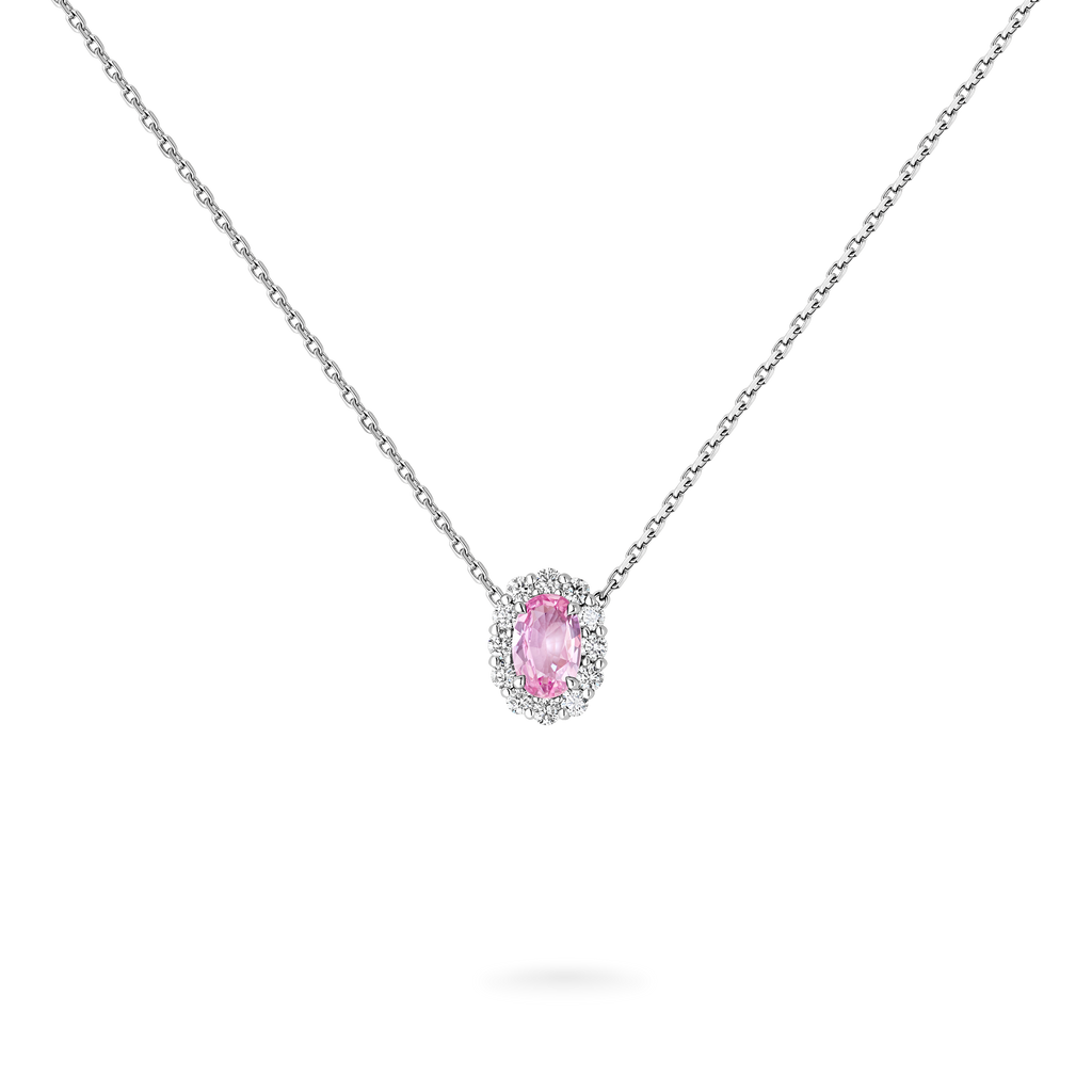 1735 Mini Icons Pink Sapphire Pendant | In Platinum with Diamonds