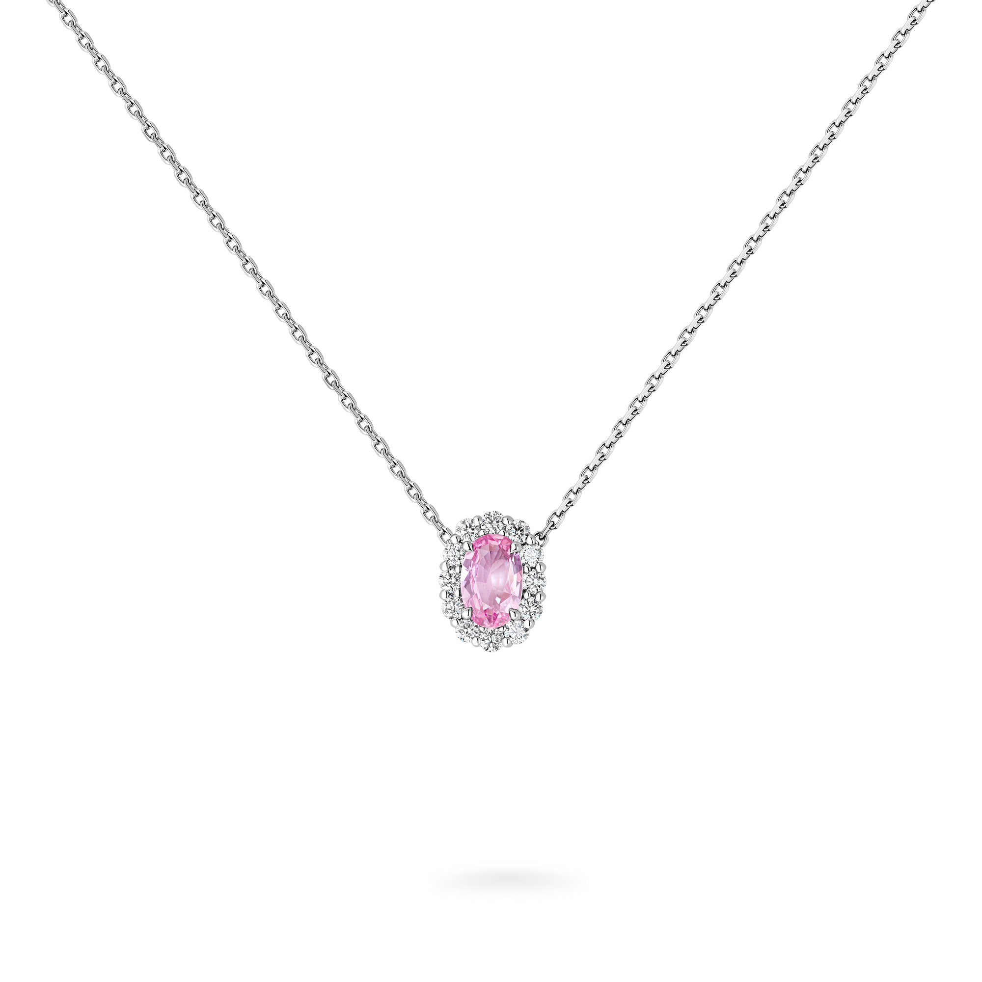 1735 Mini Icons Pink Sapphire Pendant | In Platinum with Diamonds
