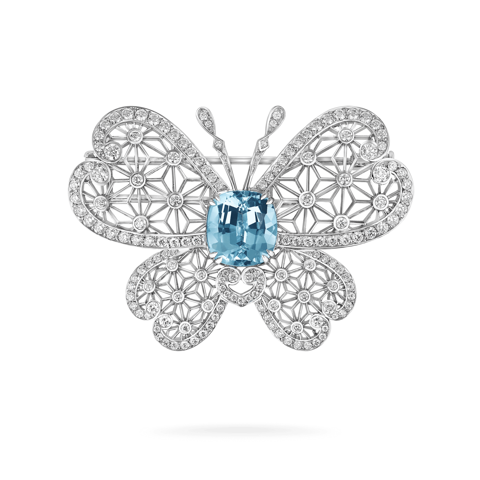 Garrard Muse Butterfly Aquamarine and Diamond Brooch In 18ct White Gold 2018114