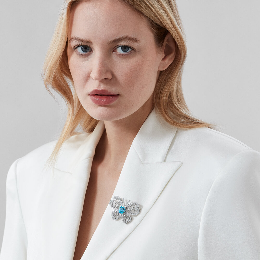 Garrard Muse Filigree 4.34ct Aquamarine and Diamond Brooch 2018114