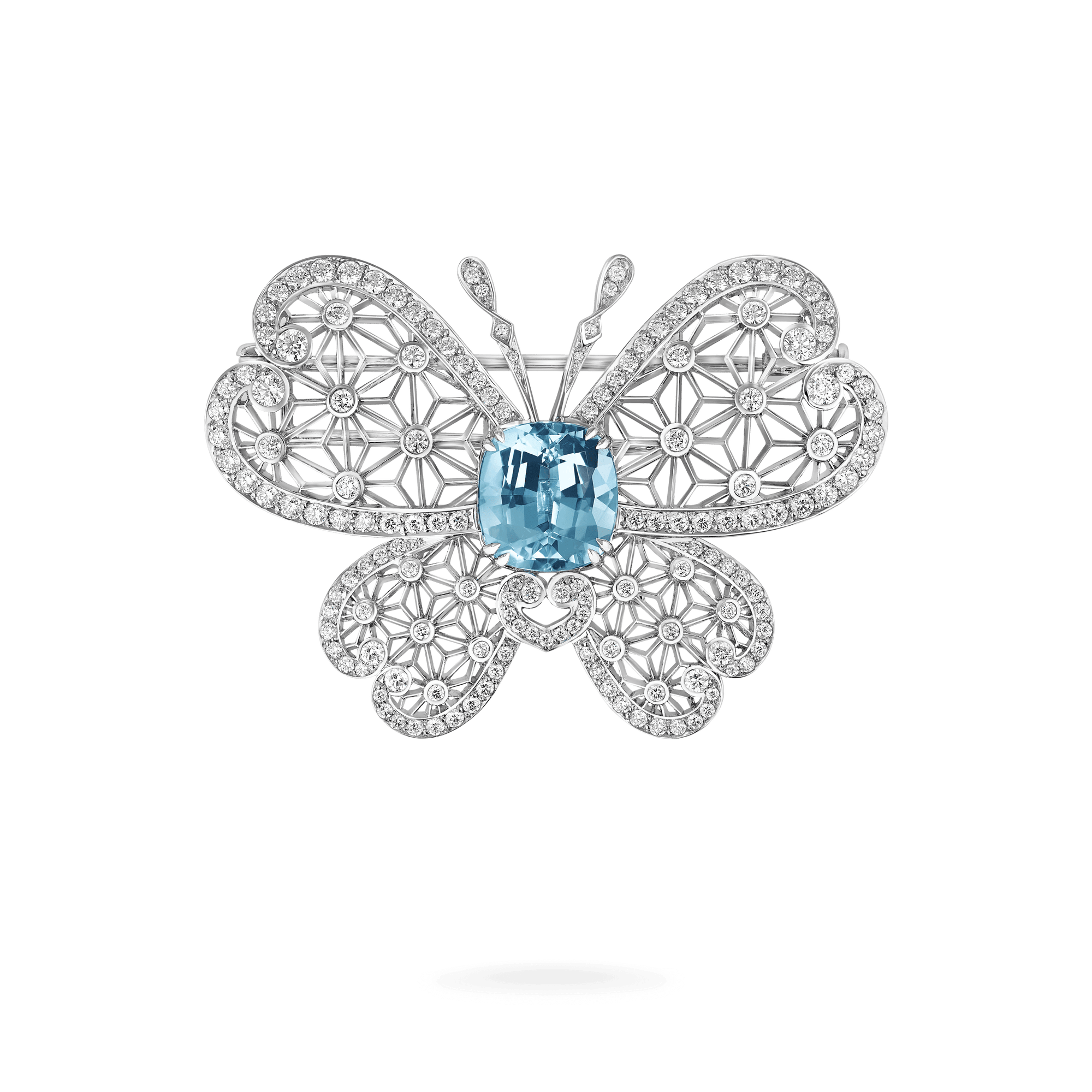 Garrard Muse Filigree 4.34ct Aquamarine and Diamond Brooch 2018114