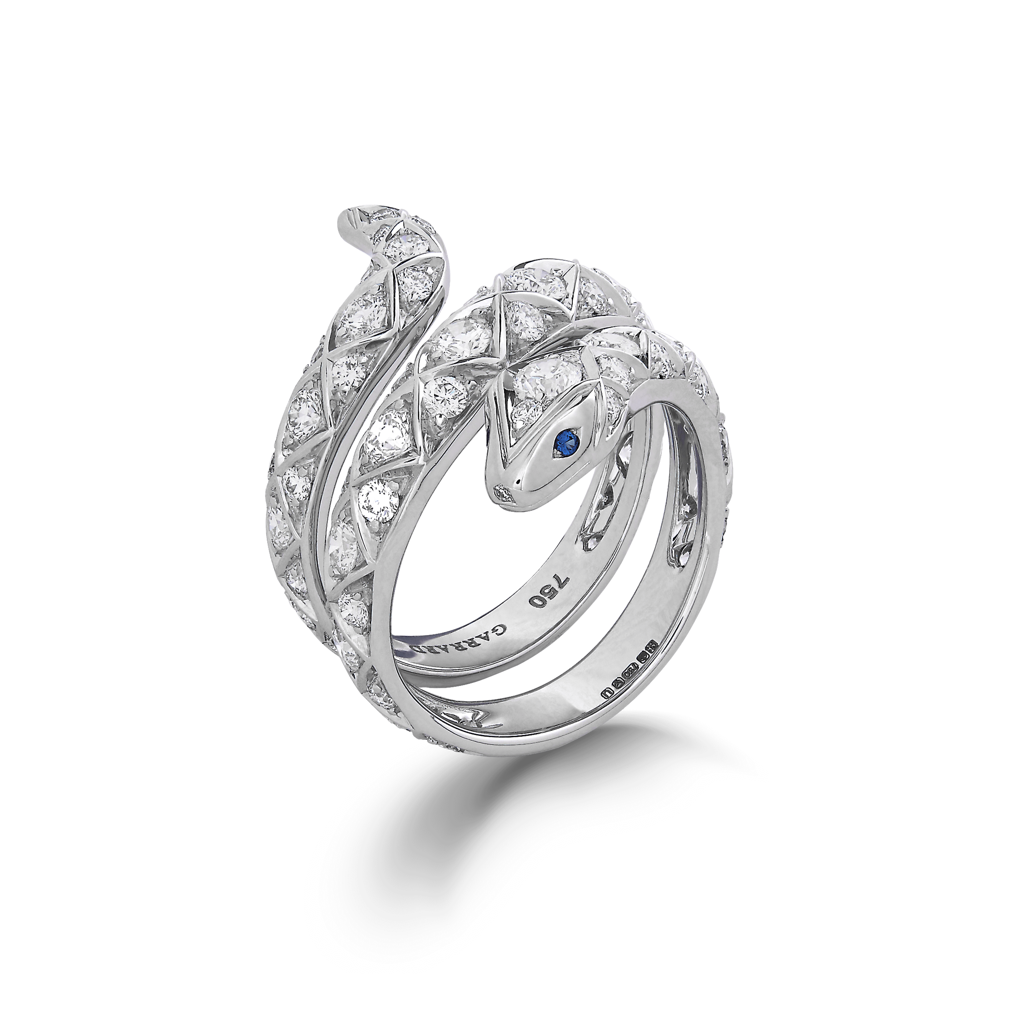 Enchanted Palace Serpent Diamond Ring | In 18ct White Gold with Blue S