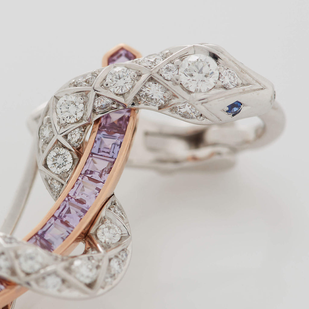 Garrard Muse Serpent Purple Sapphire and Diamond Ear Climbers 2016019 Closeup 1