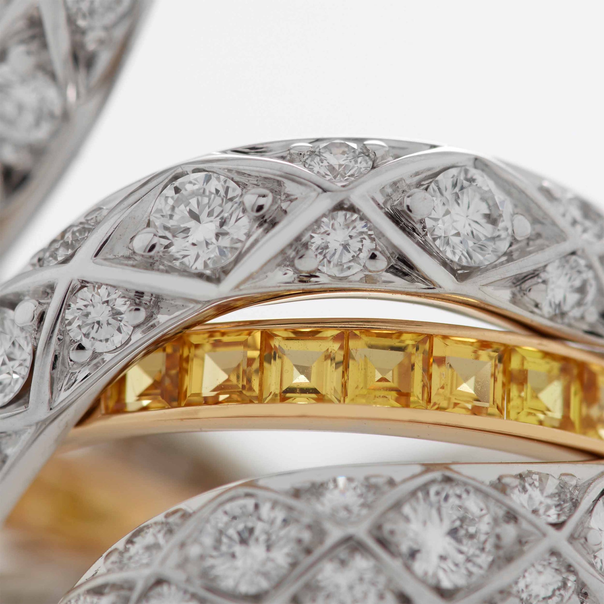 Garrard Muse Serpent Yellow Sapphire and Diamond Ring In 18ct White and Yellow Gold with Blue Sapphires 2016015 closeup1