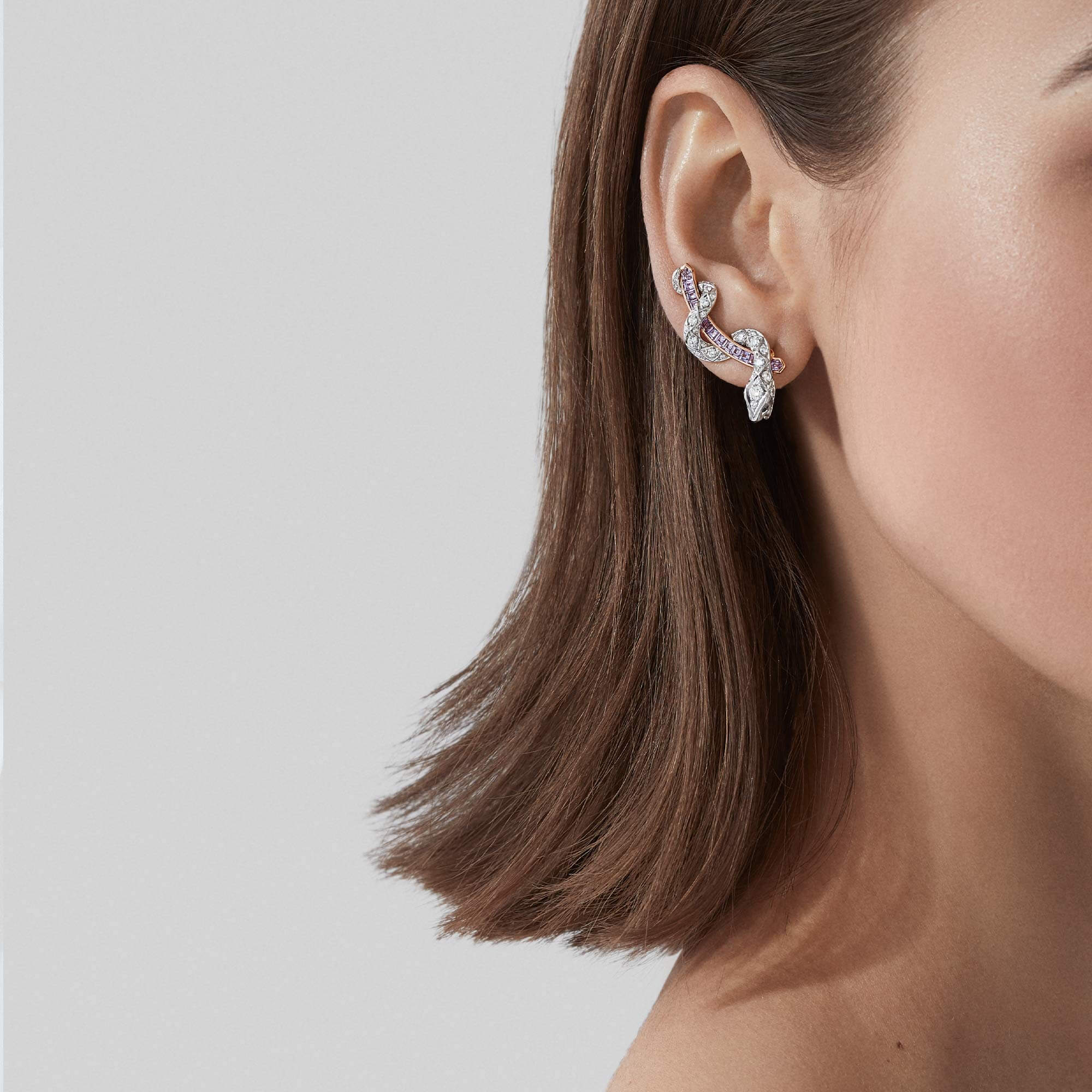 Garrard Muse jewellery collection Serpent Purple Sapphire and Diamond Ear Climbers 2016019 model