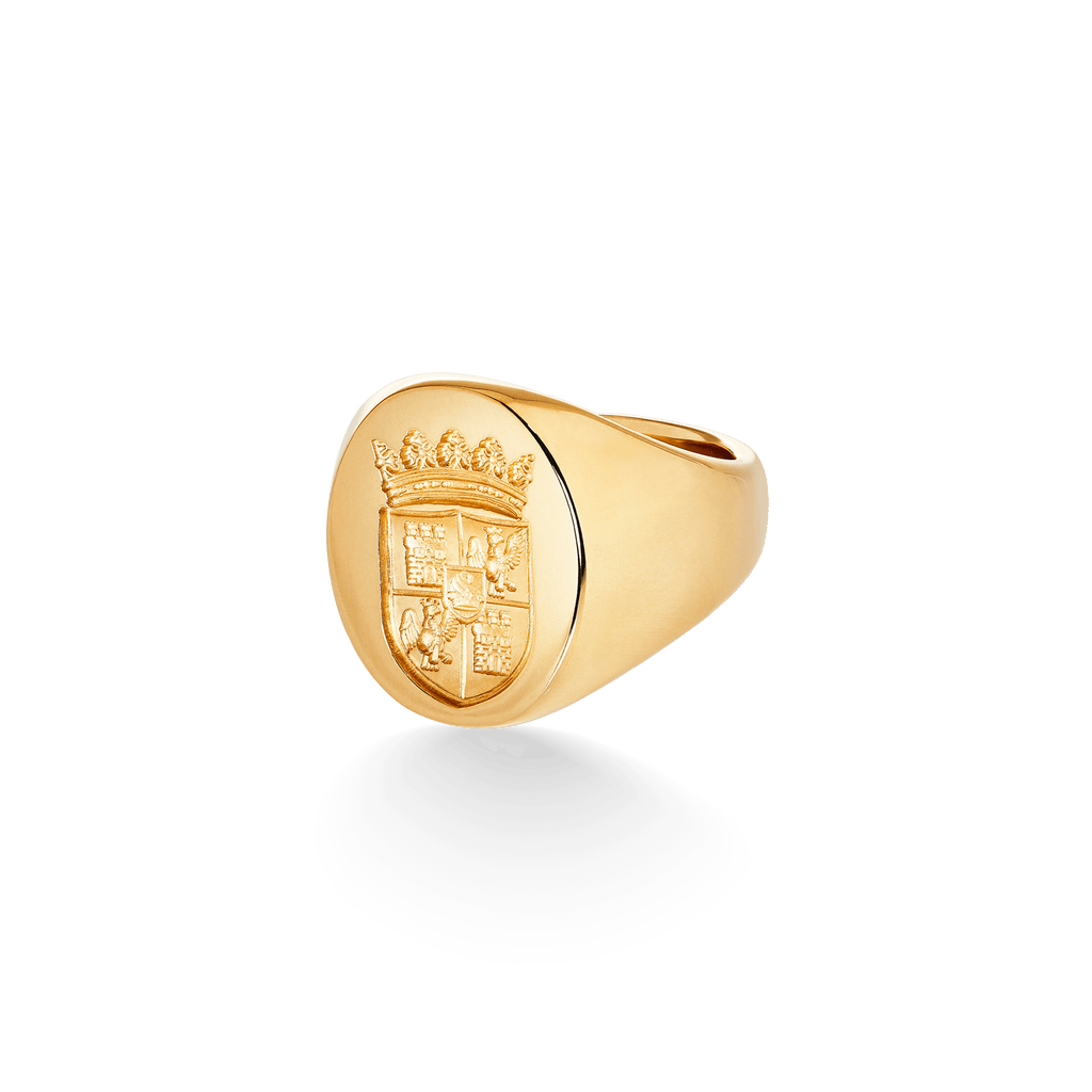 Garrard Signet Ring Small Oval Yellow Gold Engraved