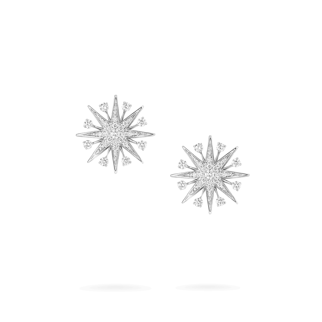 Garrard Starlight Jewellery Collection Mini Icons Diamond Stud Earrings In 18ct White Gold 2019140