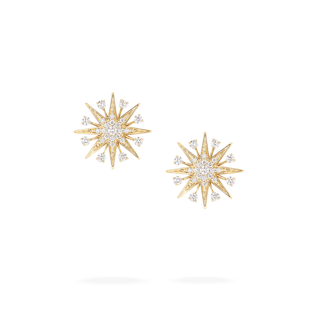 Garrard Starlight Jewellery Collection Mini Icons Diamond Stud Earrings In 18ct Yellow Gold 2019141