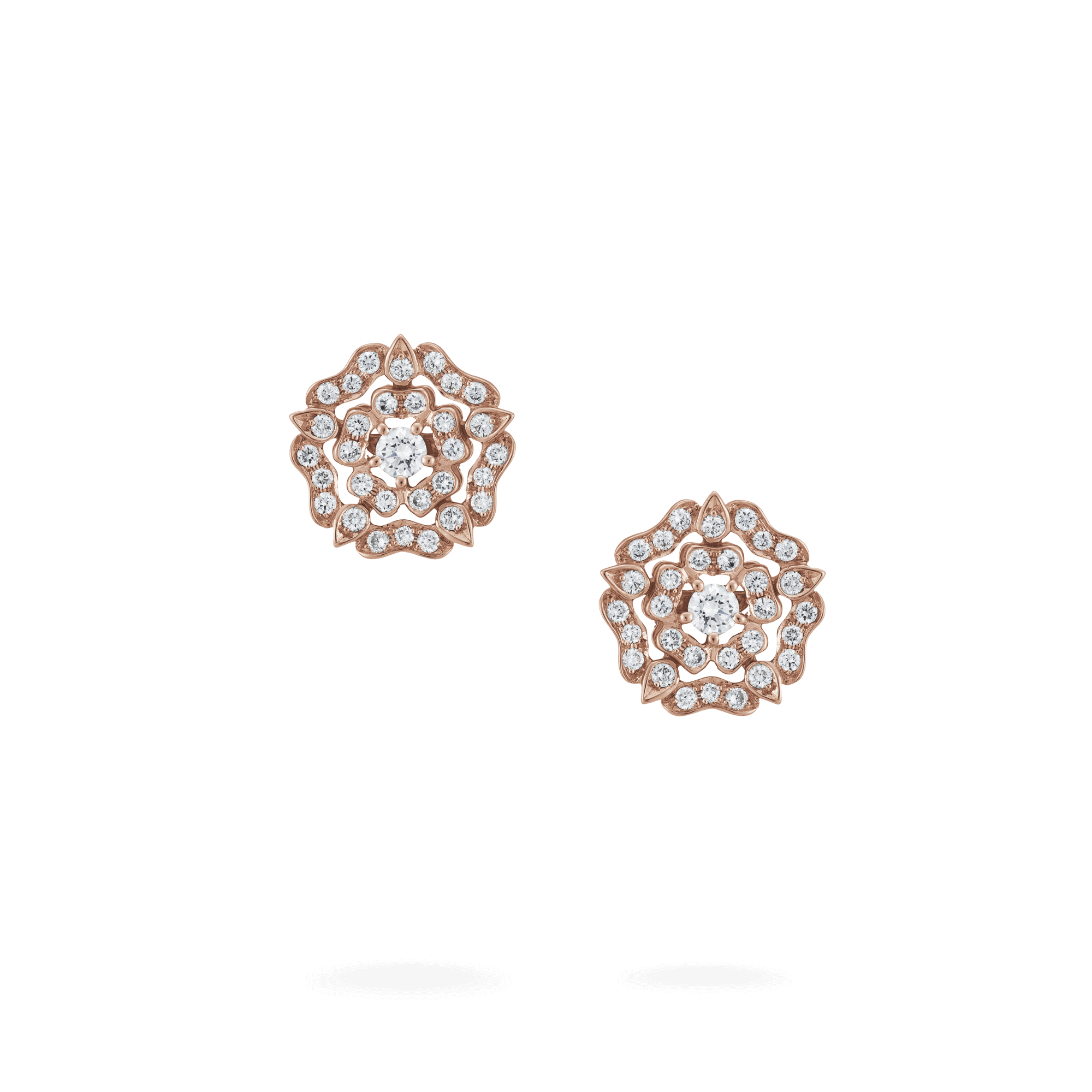 Garrard Tudor Rose Collection Rose Gold Earrings with Diamonds 2012639