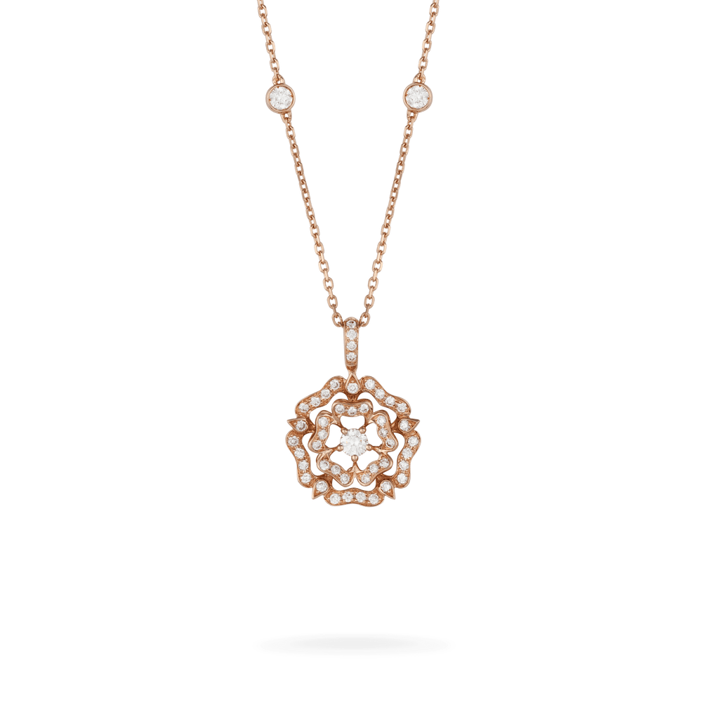 Garrard Tudor Rose Collection rose gold necklace with diamonds 2012647