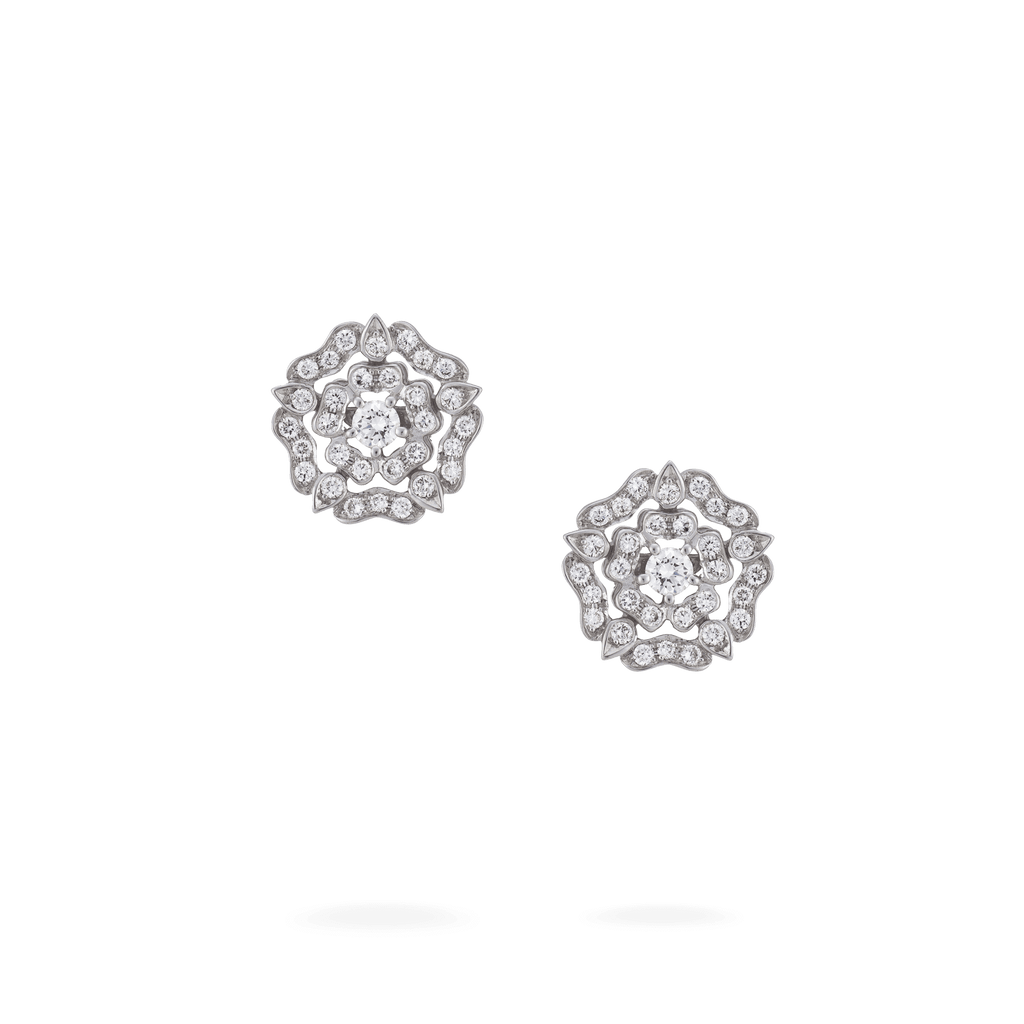 Garrard Tudor Rose Collection white gold earrings with diamonds 2012438