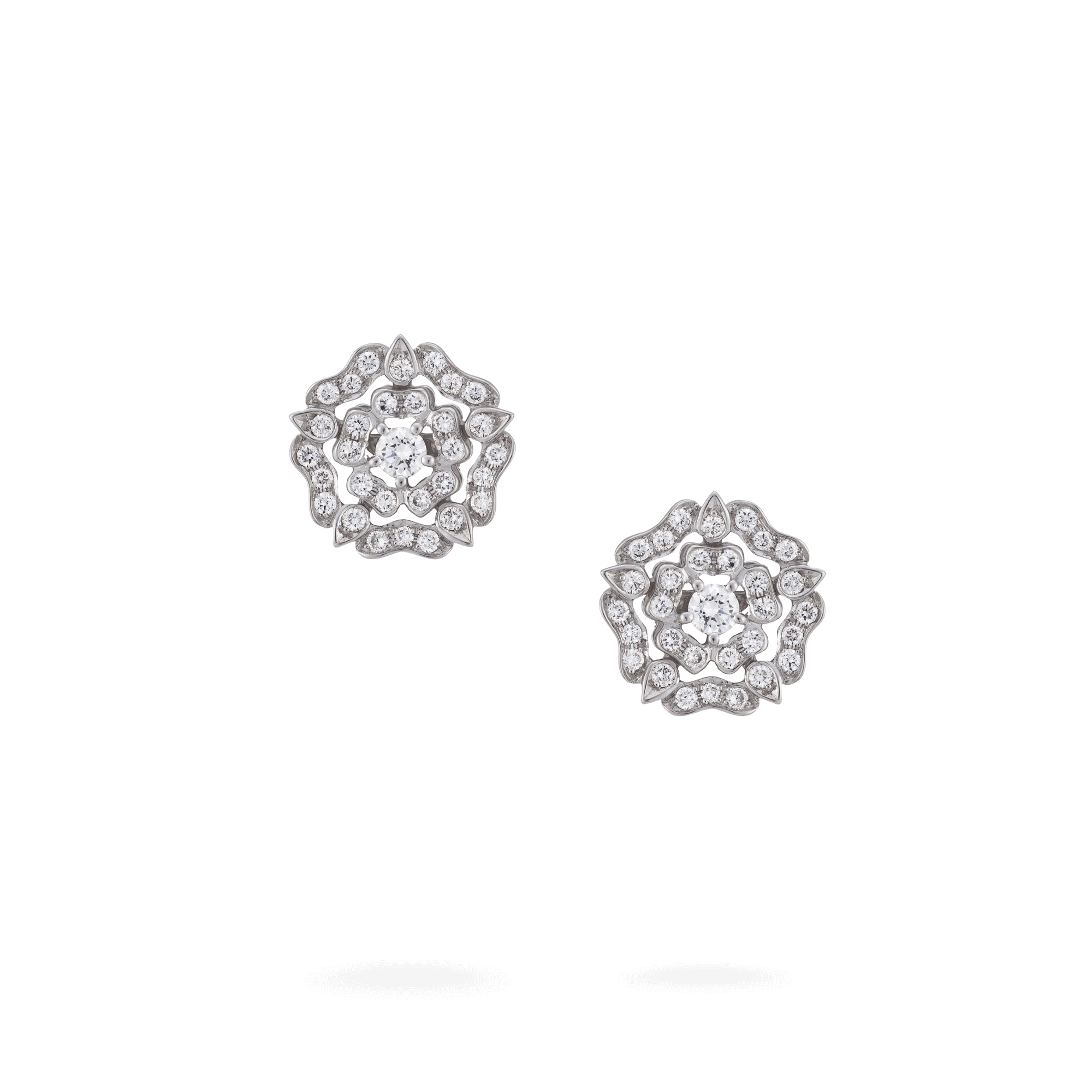 Garrard Tudor Rose Collection white gold earrings with diamonds 2012438