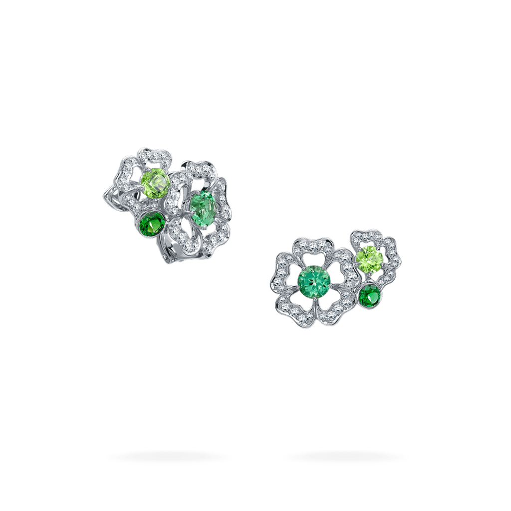 Garrard Tudor Rose Petal Collection Diamond green earrings Mothers day jewellery gifts 2014343