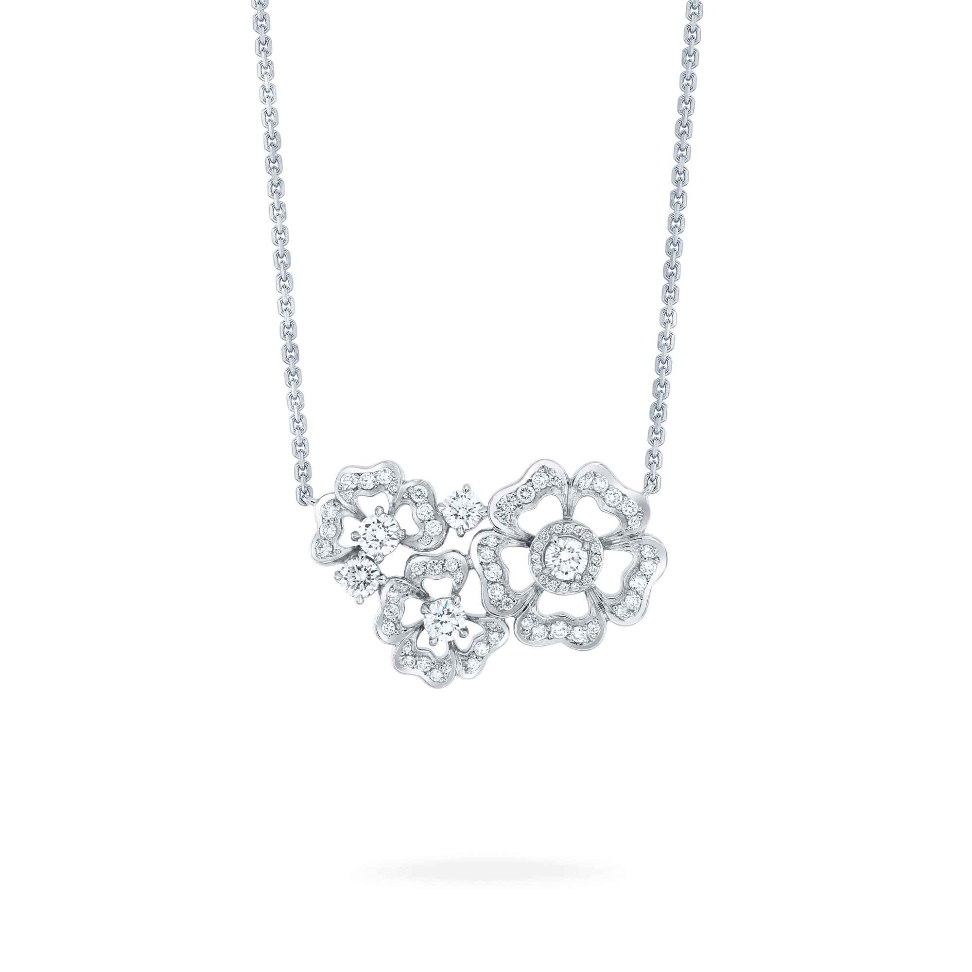 Tudor Rose Petal Diamond Pendant | In 18ct White Gold