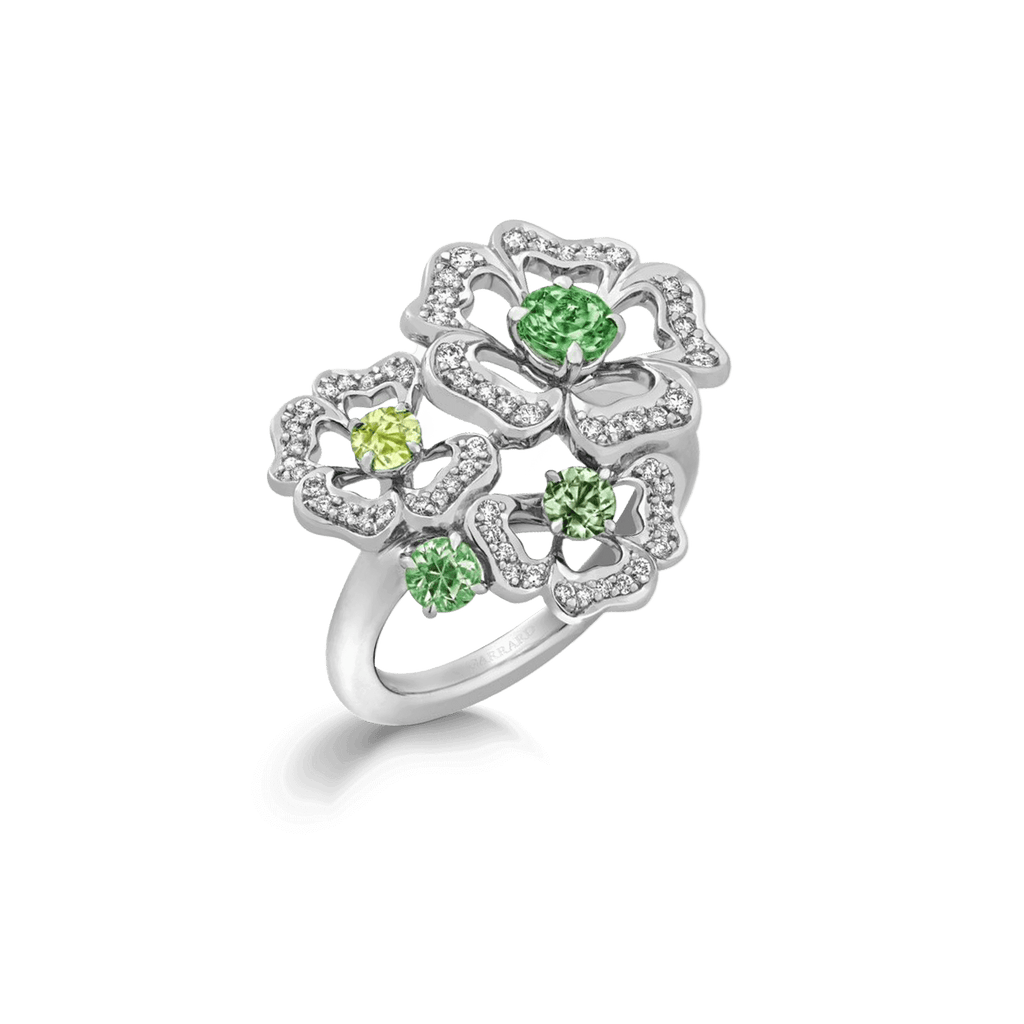 Garrard Tudor Rose Petal Green Sapphire Ring 2017467