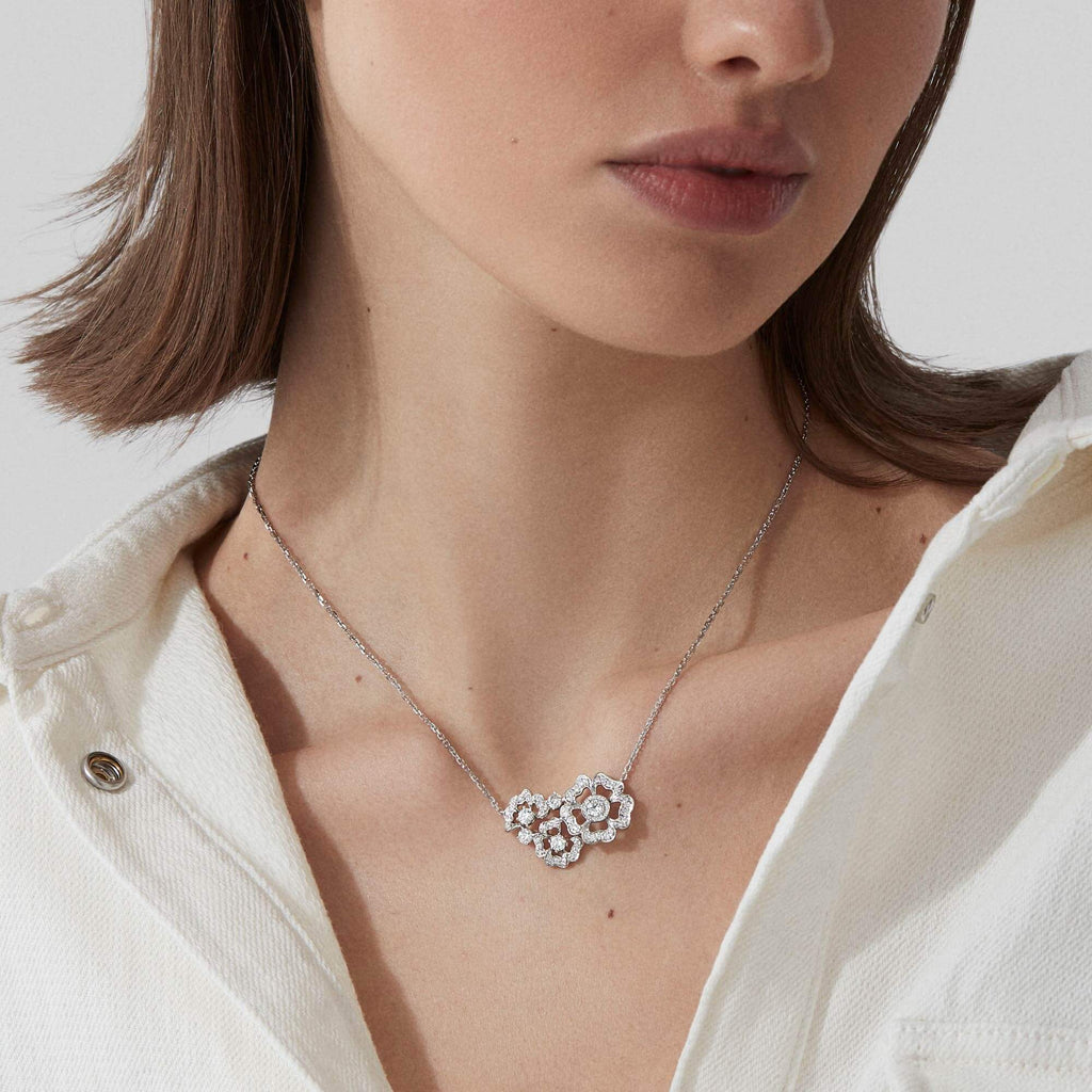 Garrard Tudor Rose jewellery collection Petal Diamond Pendant In 18ct White Gold 2014651 models