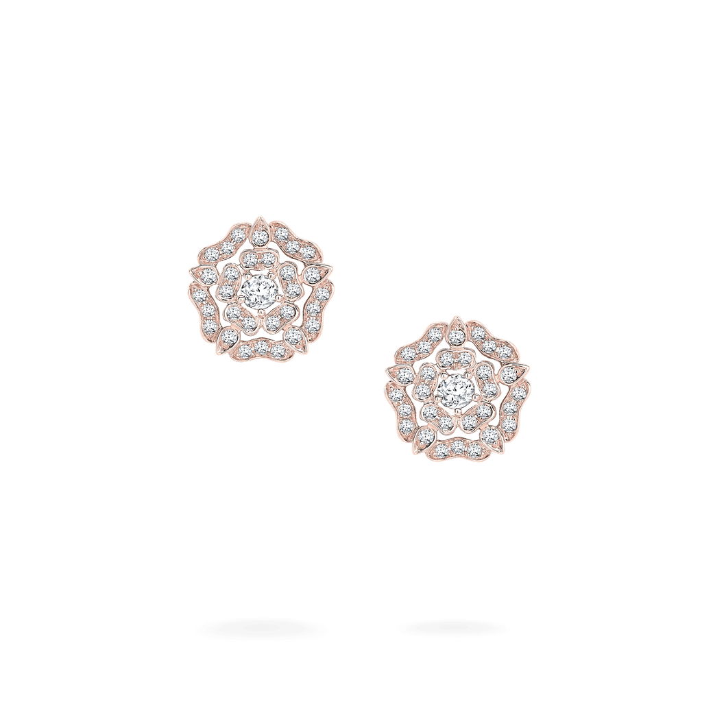 Garrard Tudor Rose jewellery collection rose gold earrings with diamonds 2012639 Update