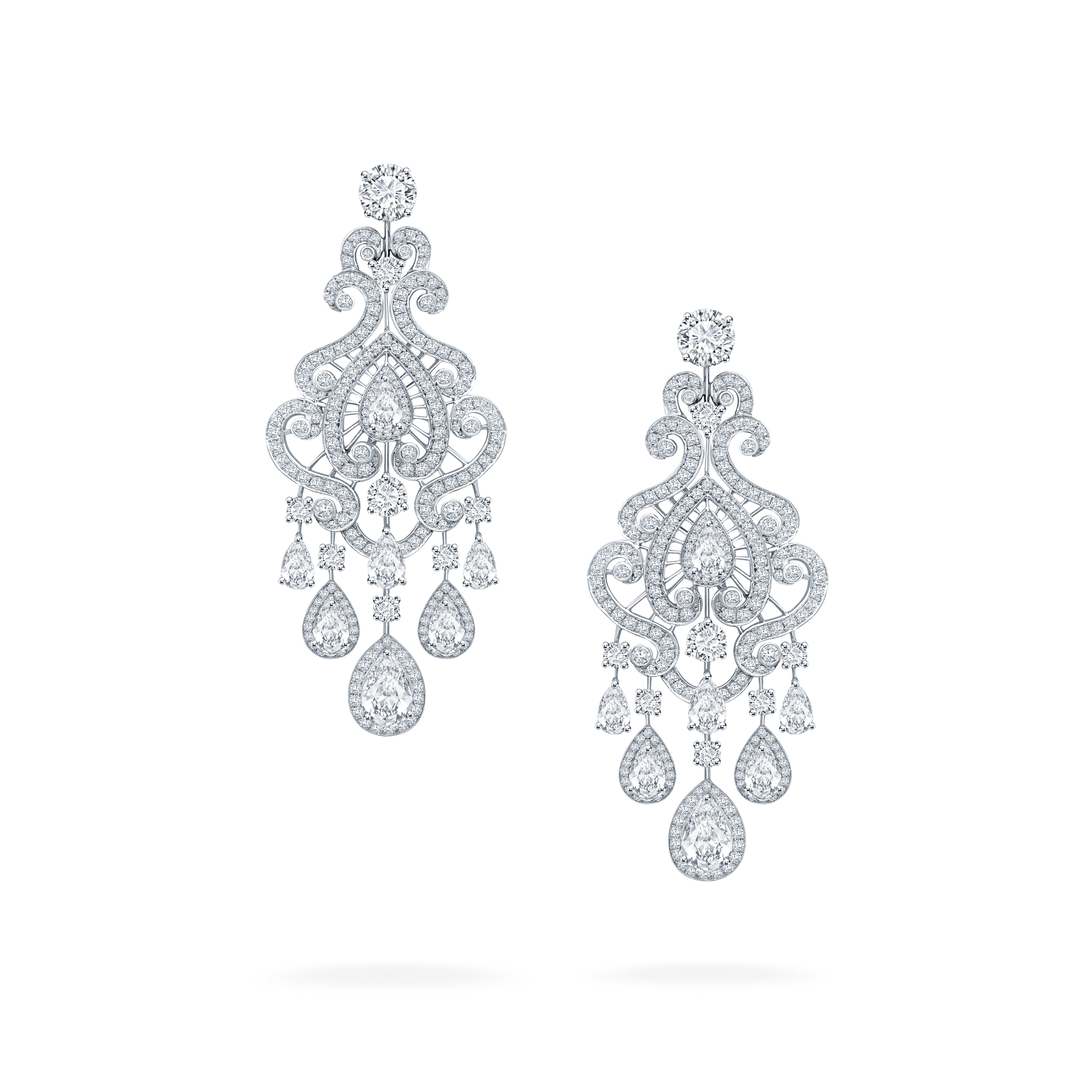 Garrard White Rose High Jewellery Diamond Earrings In 18ct White Gold 2015372