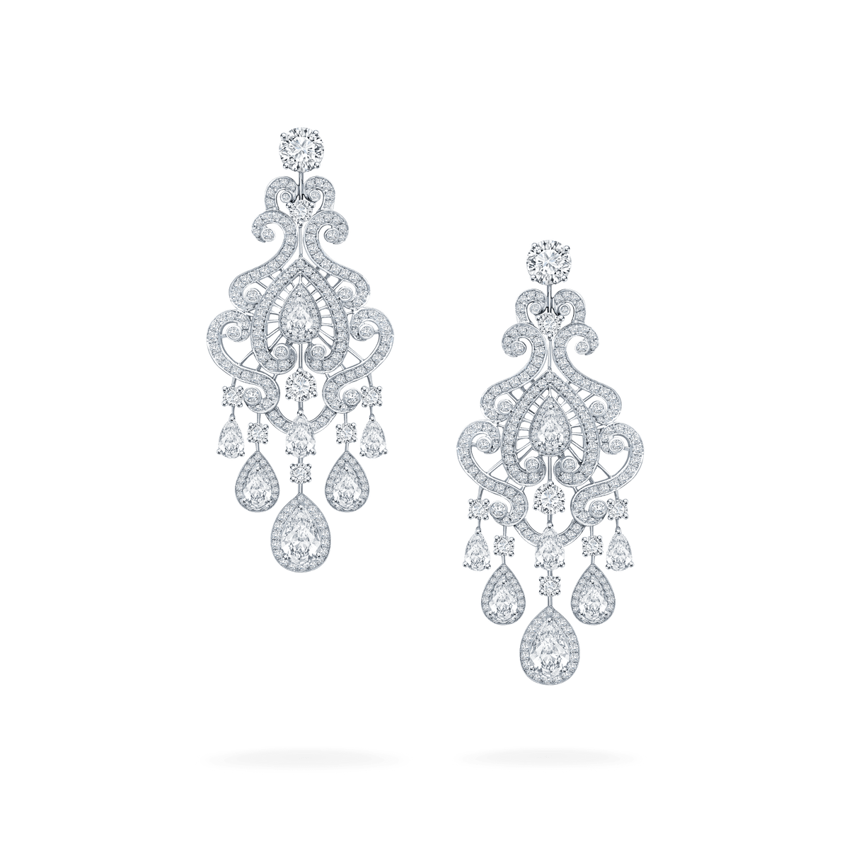 Garrard White Rose High Jewellery Diamond Earrings In 18ct White Gold 2015372