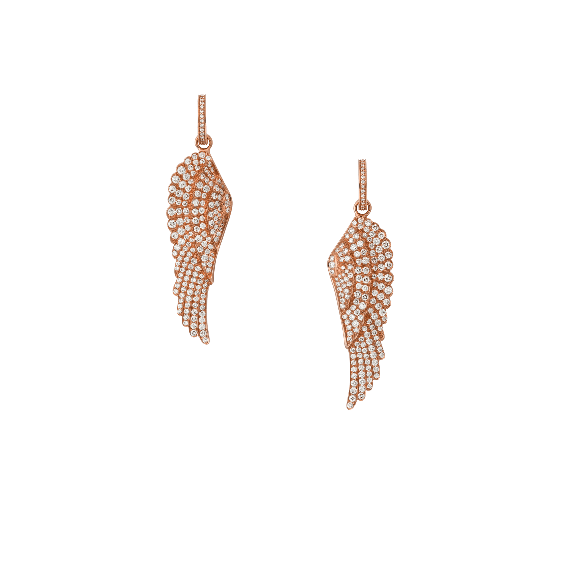 Garrard Wings Classic jewellery collection Hoop and Drop Diamond Earrings In 18ct Rose Gold 2013182 Hero View