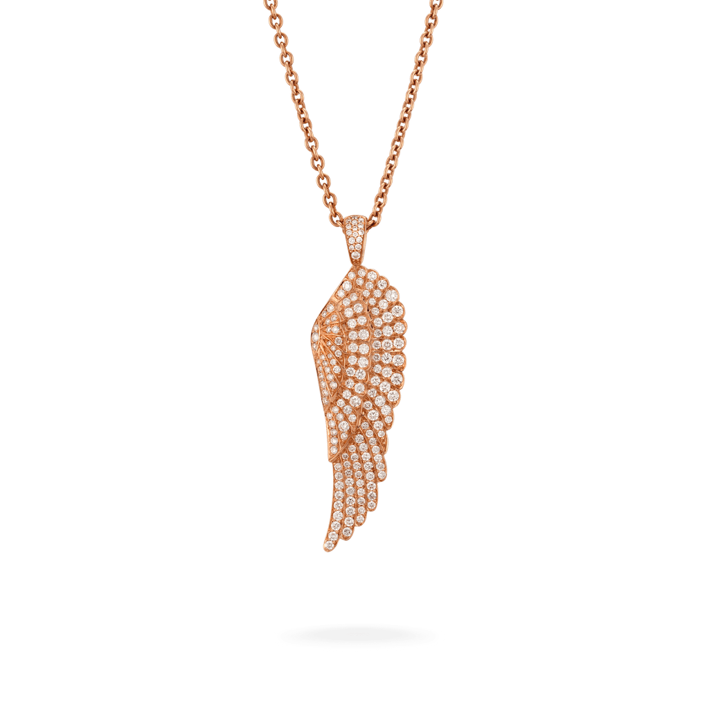 Garrard Wings Classic jewellery collection Large Diamond Pendant In 18ct Rose Gold 2011088 Hero View