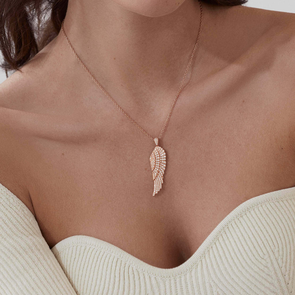 Garrard Wings Classic jewellery collection Large Diamond Pendant In 18ct Rose Gold 2011088 Model