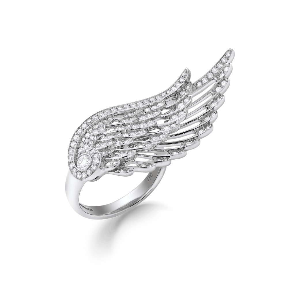 Wings Embrace Diamond Ring | In 18ct White Gold