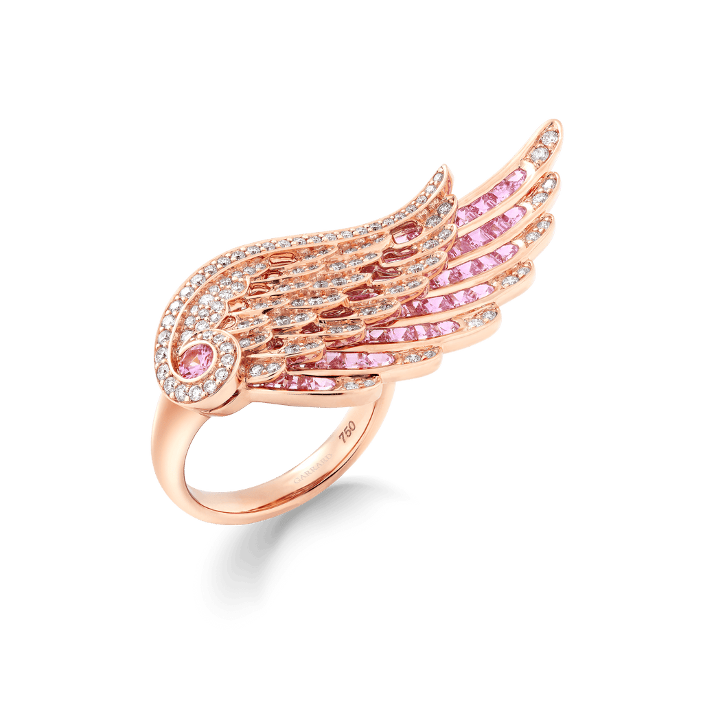 Garrard Wings Embrace jewellery collection Across the Finger Pink Sapphire and Diamond Ring In 18ct White Gold 2016585 Hero