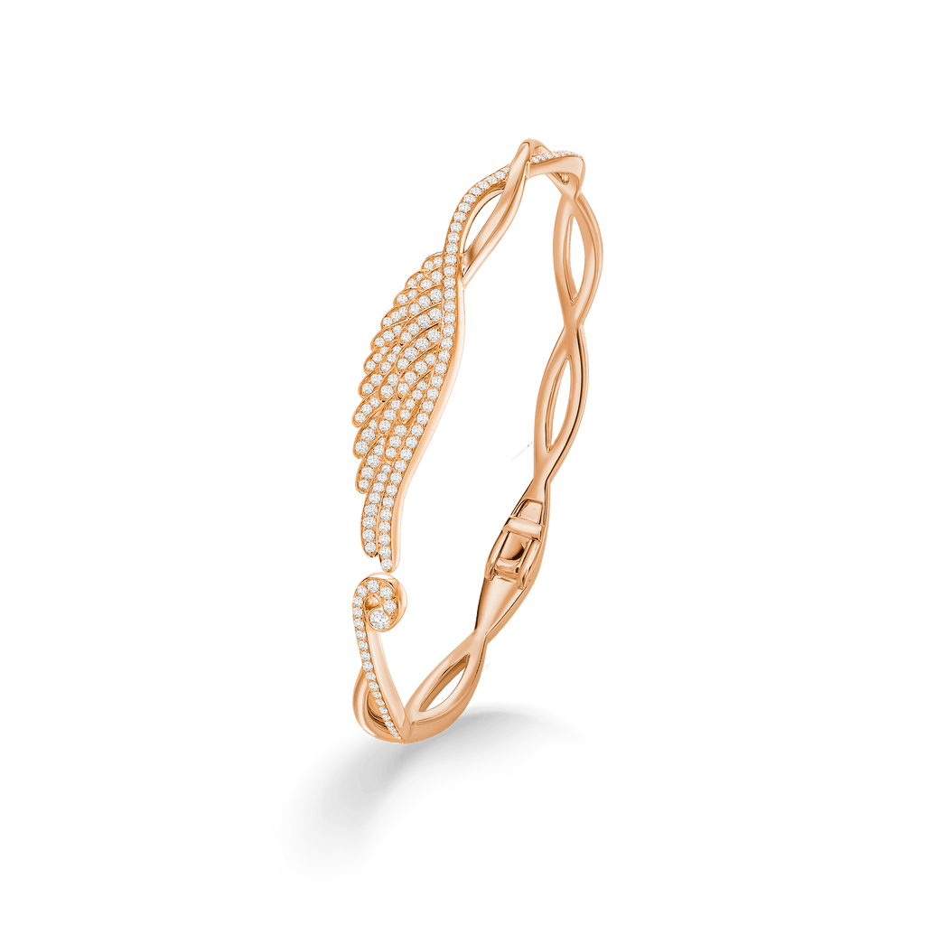 Wings Embrace Diamond Bangle | In 18ct Rose Gold