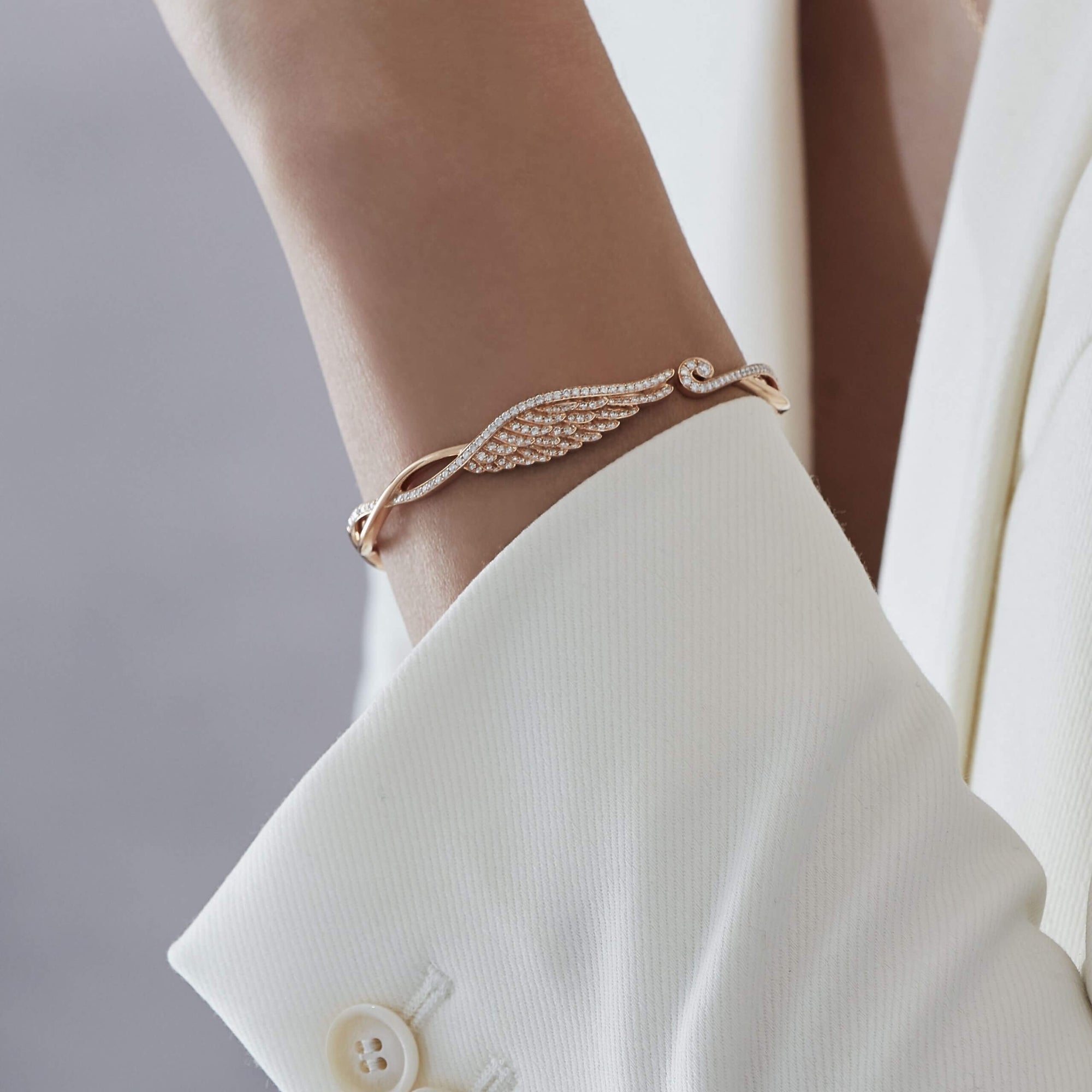 Wings Embrace Diamond Bangle | In 18ct Rose Gold