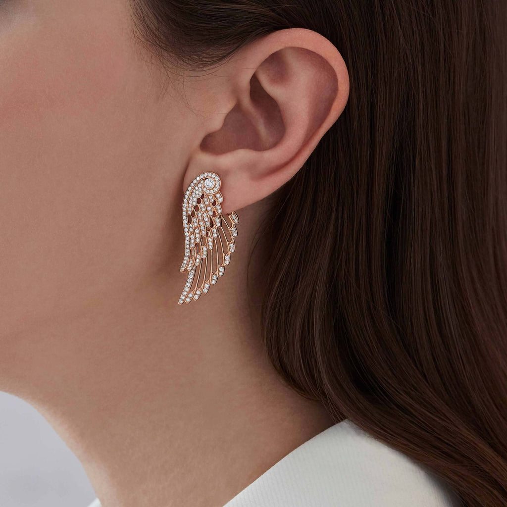 Wings Embrace Diamond Drop Earrings | In 18ct Rose Gold
