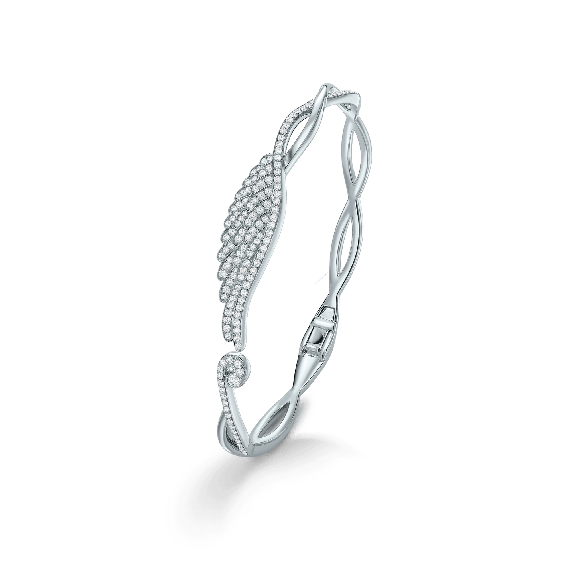 Wings Embrace Diamond Bangle | In 18ct White Gold