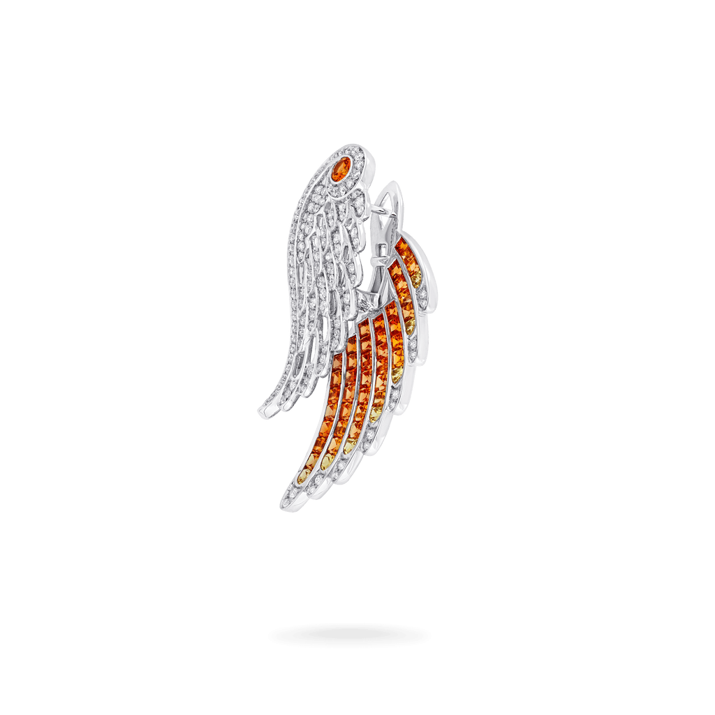 Garrard Wings Embrace jewellery collection Phoenix Ear Jacket In 18ct White Gold with Diamonds and Sapphires 2017608 Side