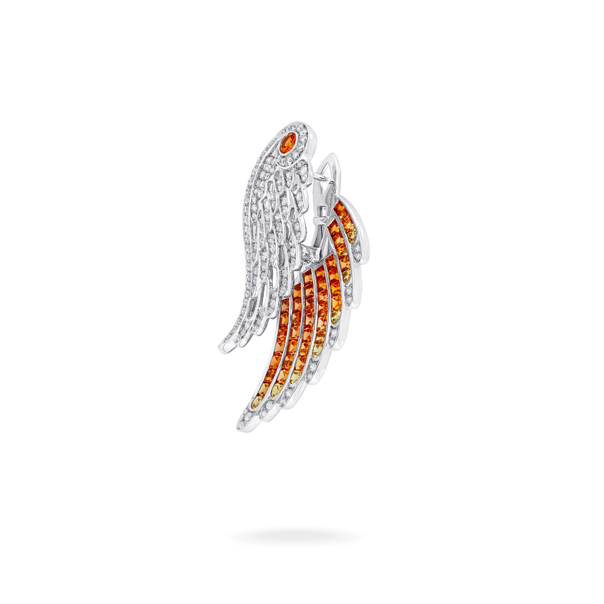 Garrard Wings Embrace jewellery collection Phoenix Ear Jacket In 18ct White Gold with Diamonds and Sapphires 2017608 Side